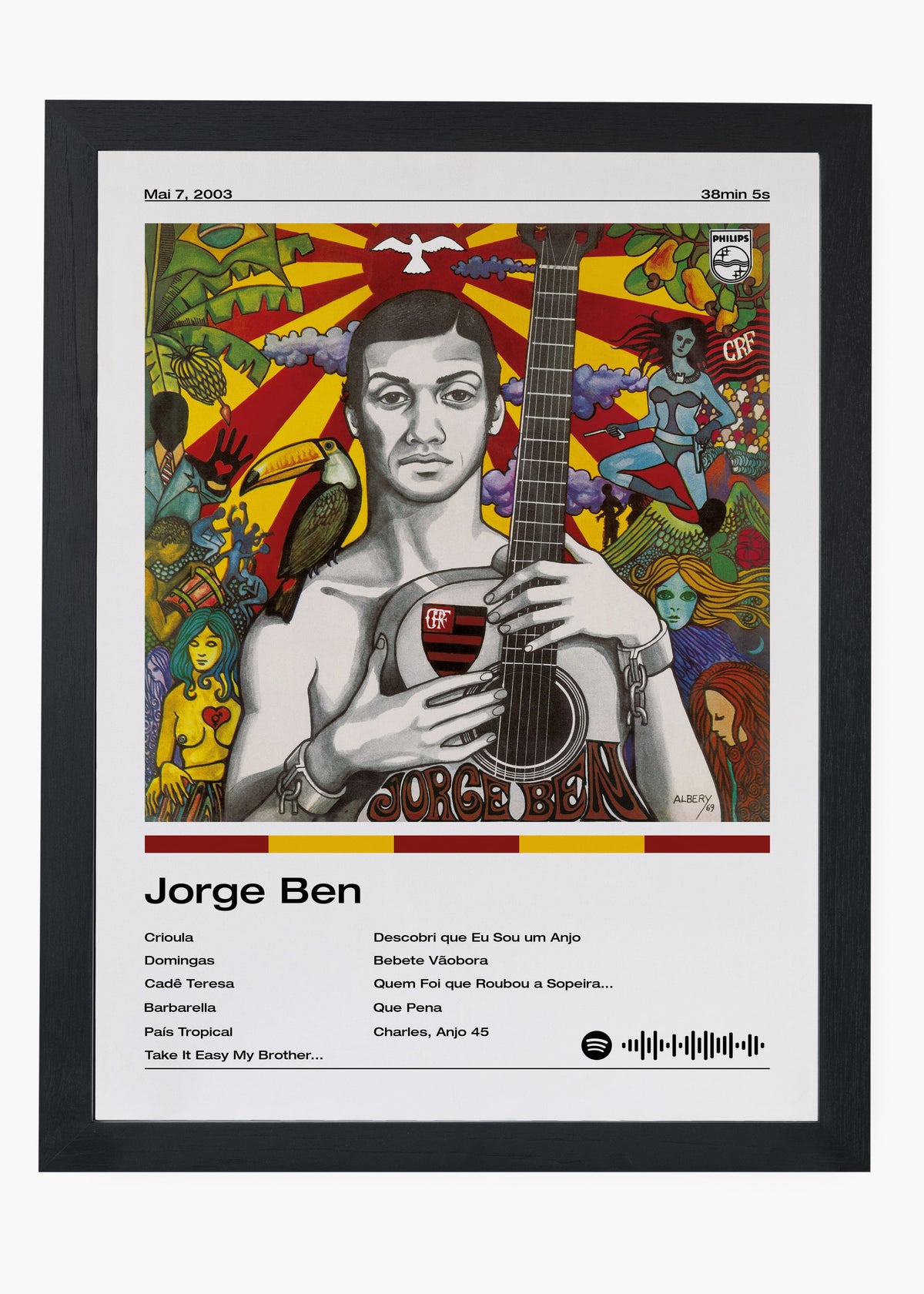 Quadro decorativo Jorge Ben Jorge Ben — arte musical brasileira para parede | Cübe Quadros