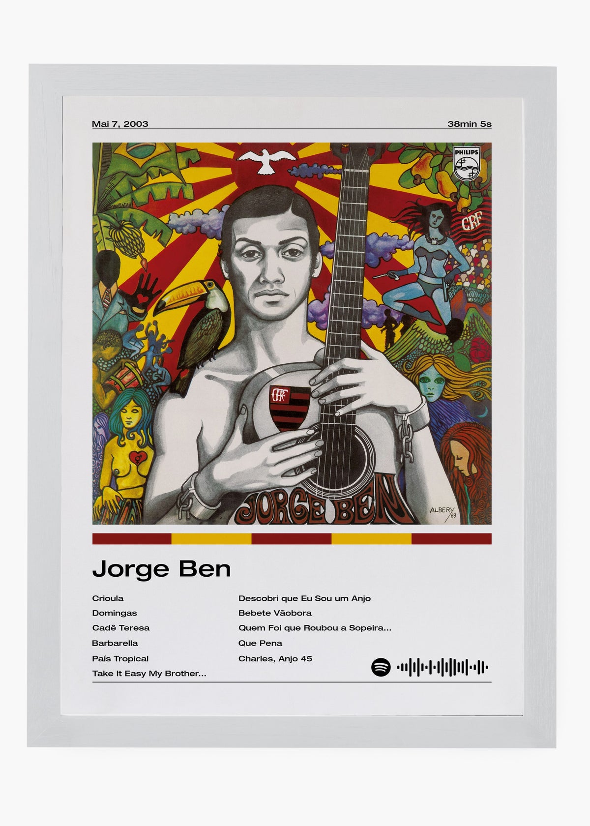 Quadro decorativo Jorge Ben Jorge Ben — arte musical brasileira para parede | Cübe Quadros
