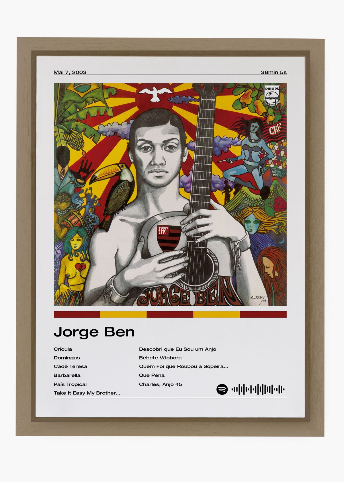 Quadro decorativo Jorge Ben Jorge Ben — arte musical brasileira para parede | Cübe Quadros