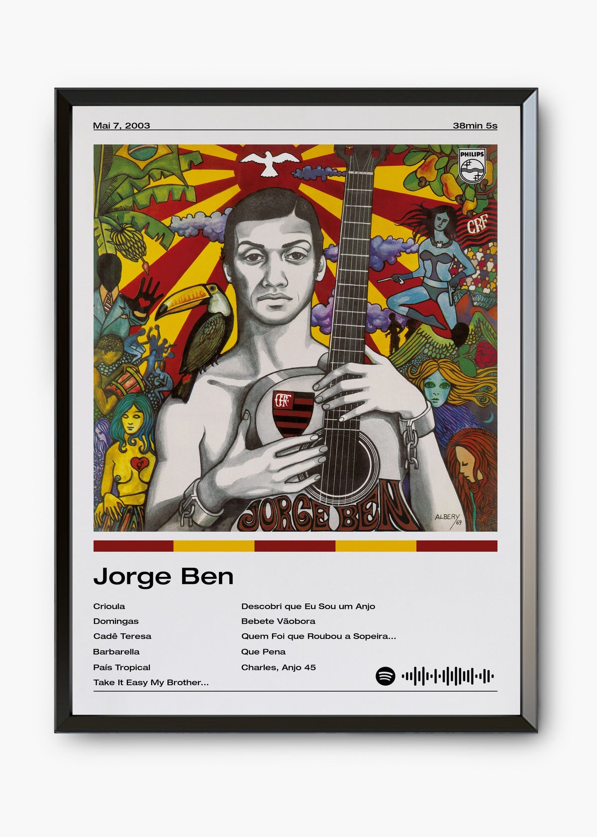 Quadro decorativo Jorge Ben Jorge Ben — arte musical brasileira para parede | Cübe Quadros