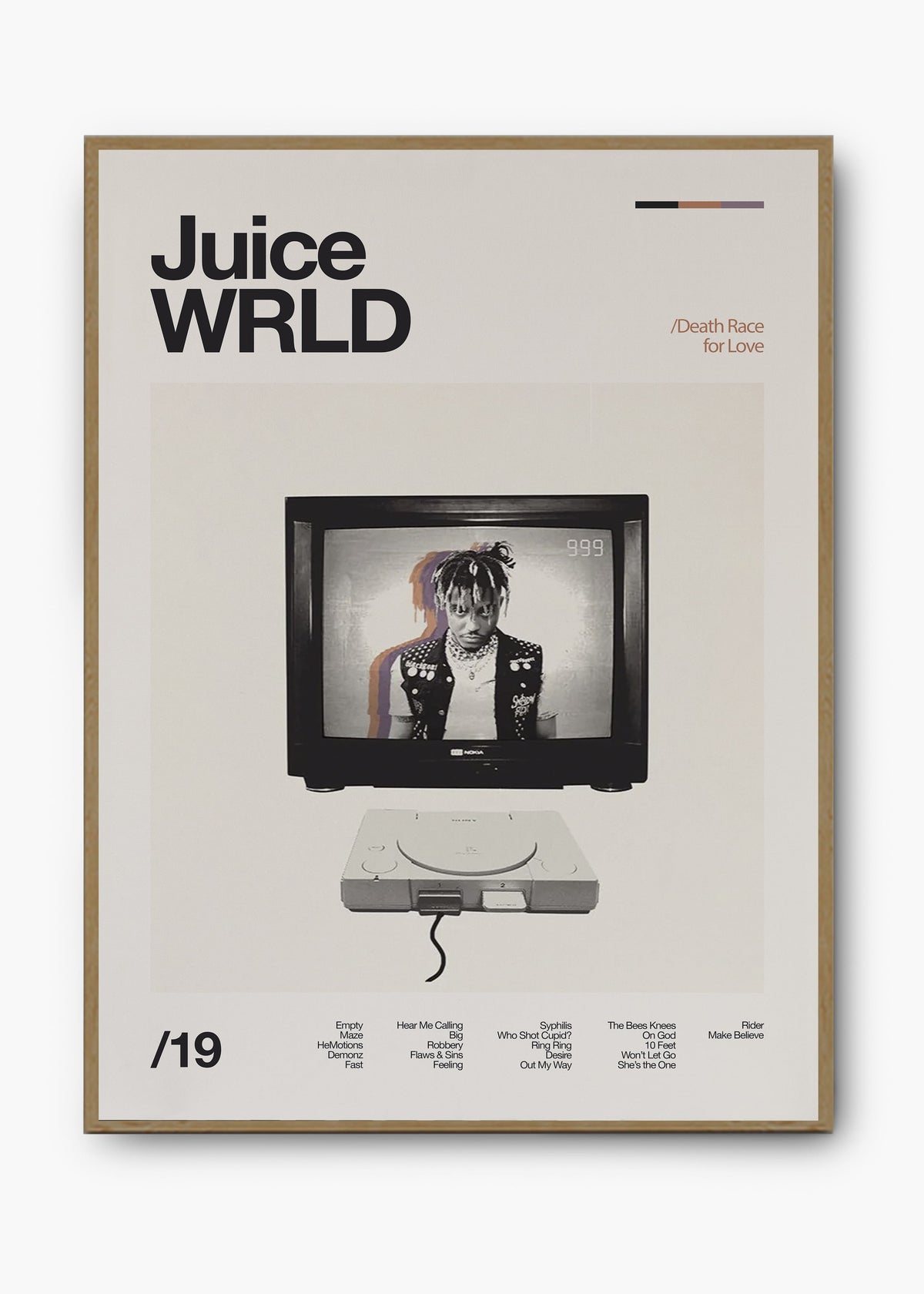 Quadro decorativo Juice WRLD Death Race for Love — arte musical para parede | Cübe Quadros