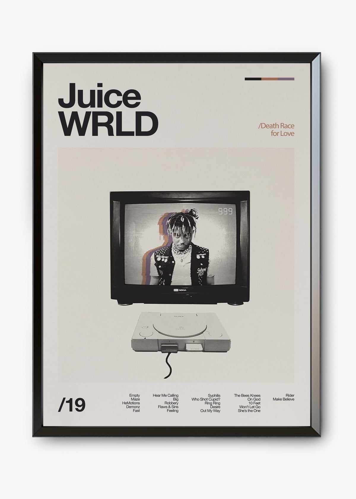 Quadro decorativo Juice WRLD Death Race for Love — arte musical para parede | Cübe Quadros