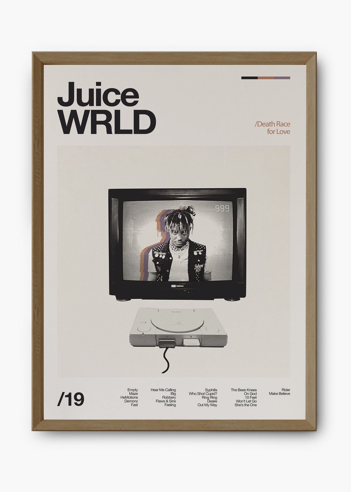 Quadro decorativo Juice WRLD Death Race for Love — arte musical para parede | Cübe Quadros