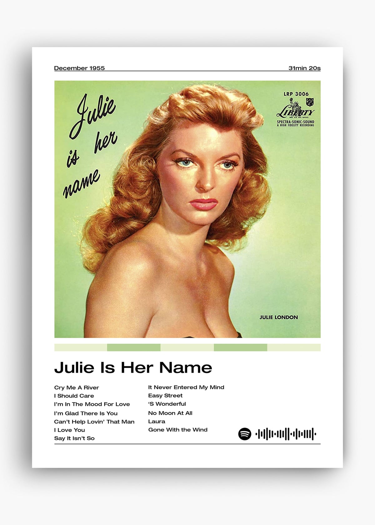 Quadro decorativo Julie London Julie Is Her Name — arte musical para parede | Cübe Quadros