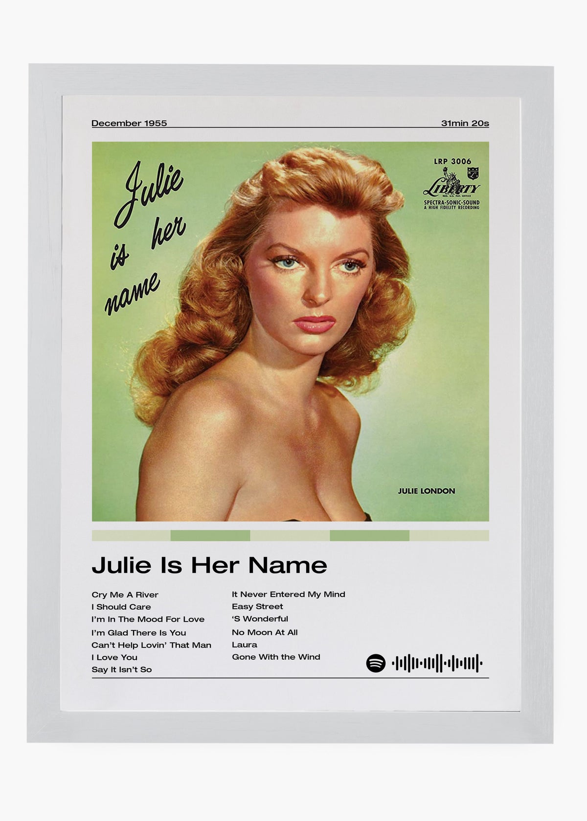 Quadro decorativo Julie London Julie Is Her Name — arte musical para parede | Cübe Quadros