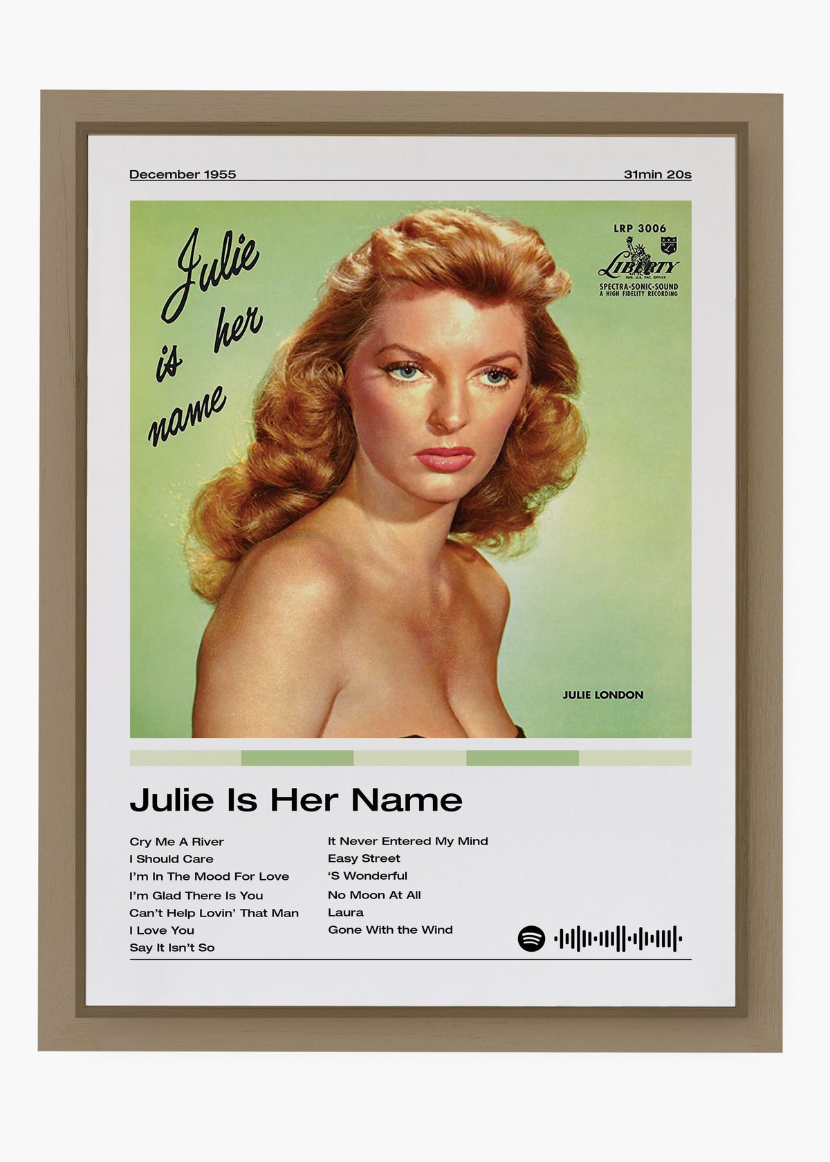 Quadro decorativo Julie London Julie Is Her Name — arte musical para parede | Cübe Quadros
