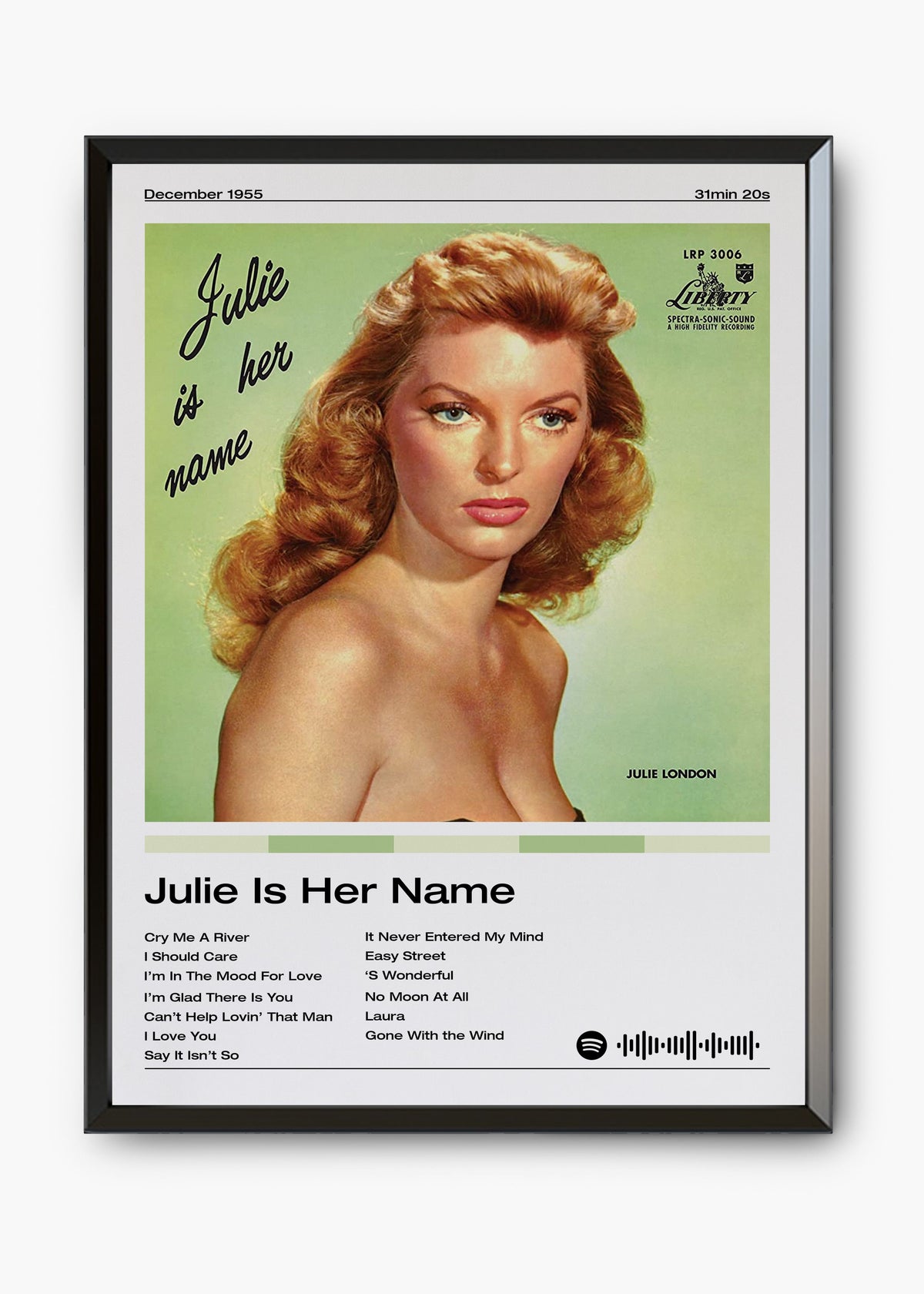 Quadro decorativo Julie London Julie Is Her Name — arte musical para parede | Cübe Quadros