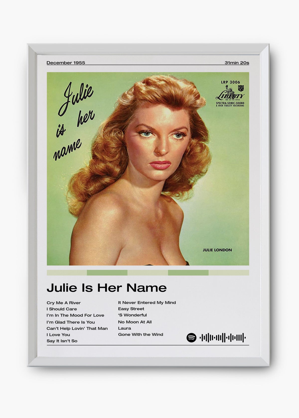 Quadro decorativo Julie London Julie Is Her Name — arte musical para parede | Cübe Quadros