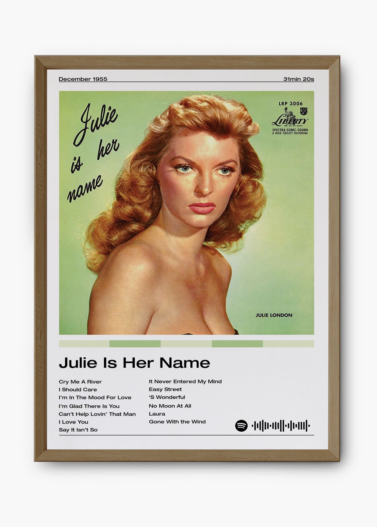 Quadro decorativo Julie London Julie Is Her Name — arte musical para parede | Cübe Quadros
