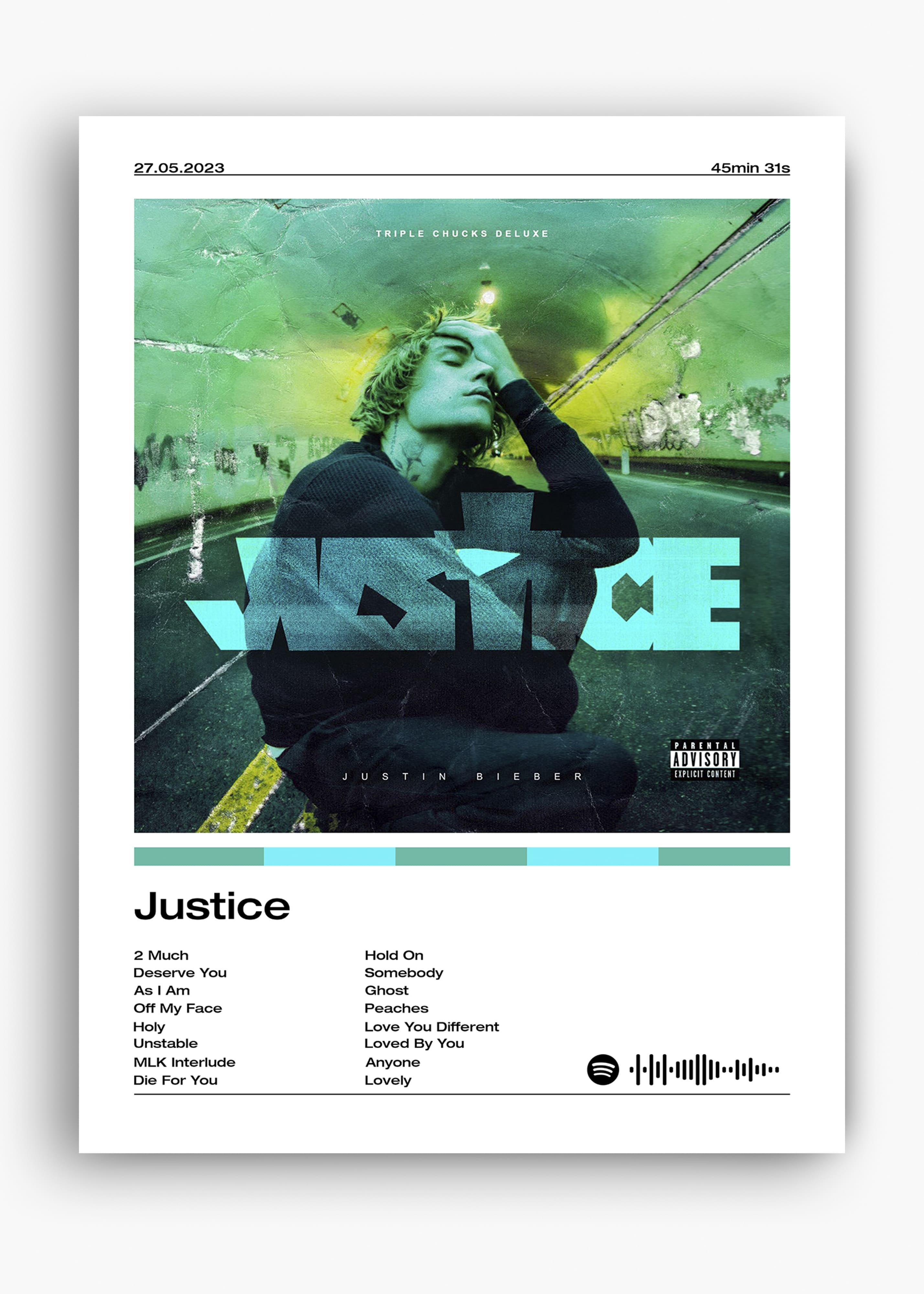 Quadro decorativo Justin Bieber Justice — arte pop para parede | Cübe Quadros