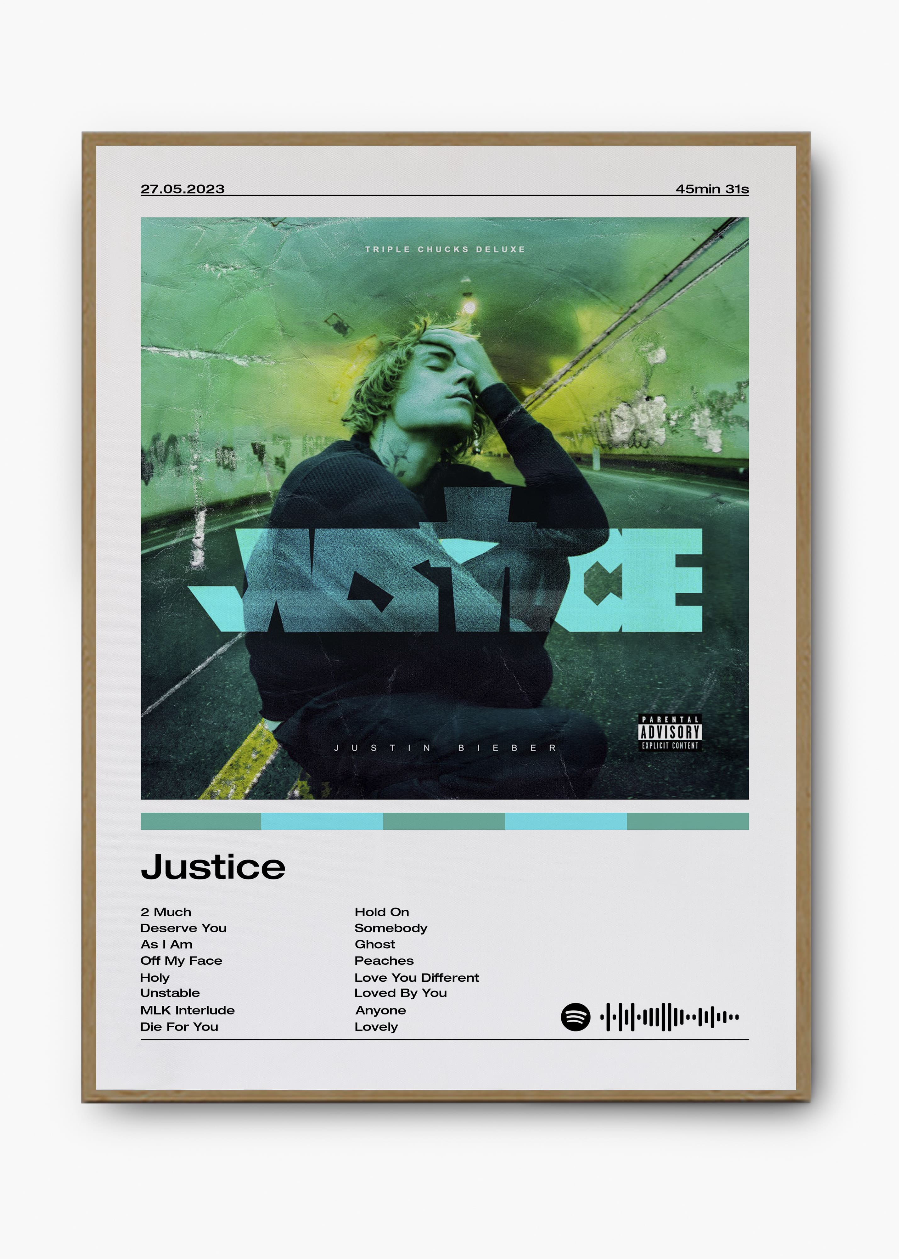 Quadro decorativo Justin Bieber Justice — arte pop para parede | Cübe Quadros