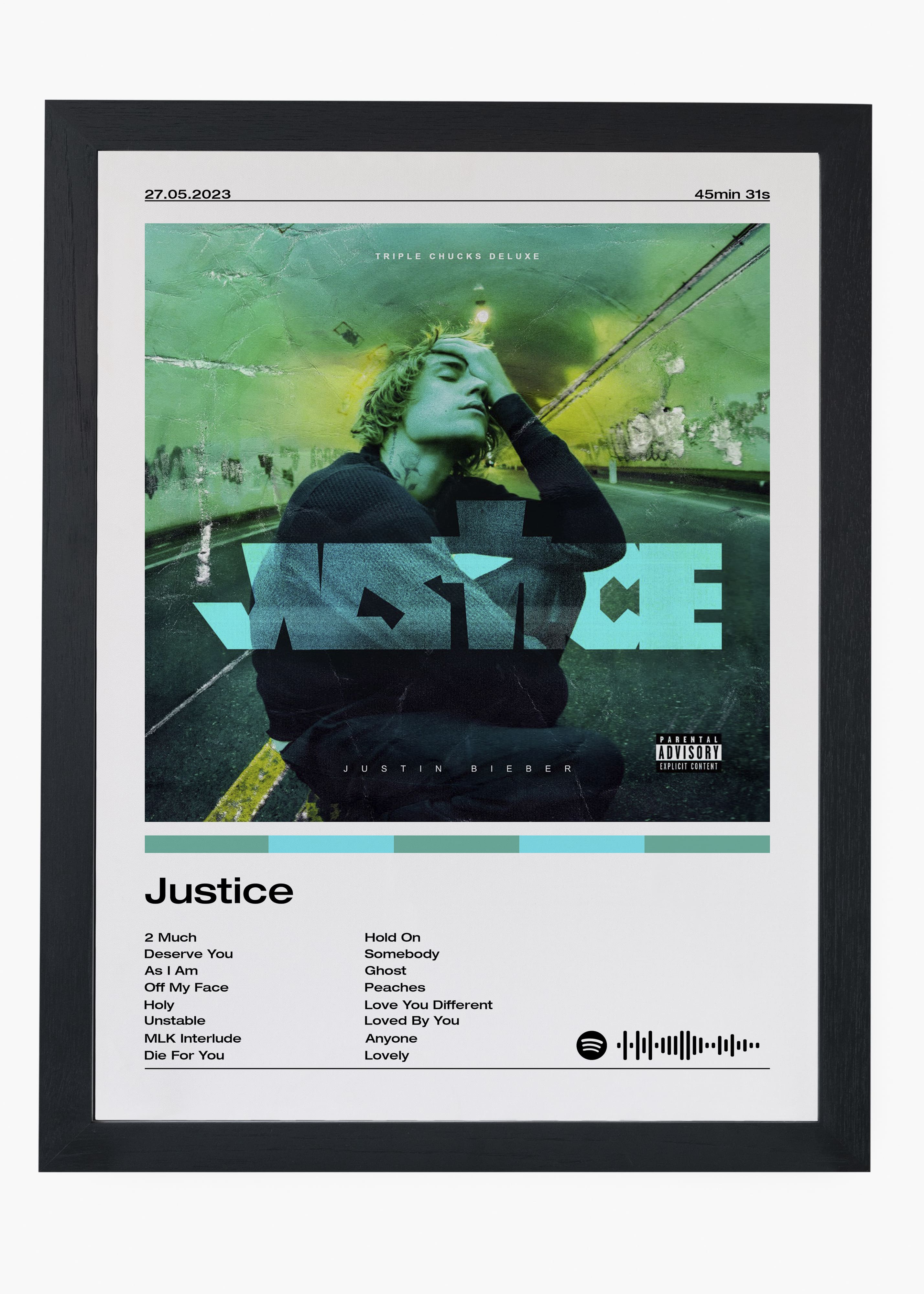 Quadro decorativo Justin Bieber Justice — arte pop para parede | Cübe Quadros