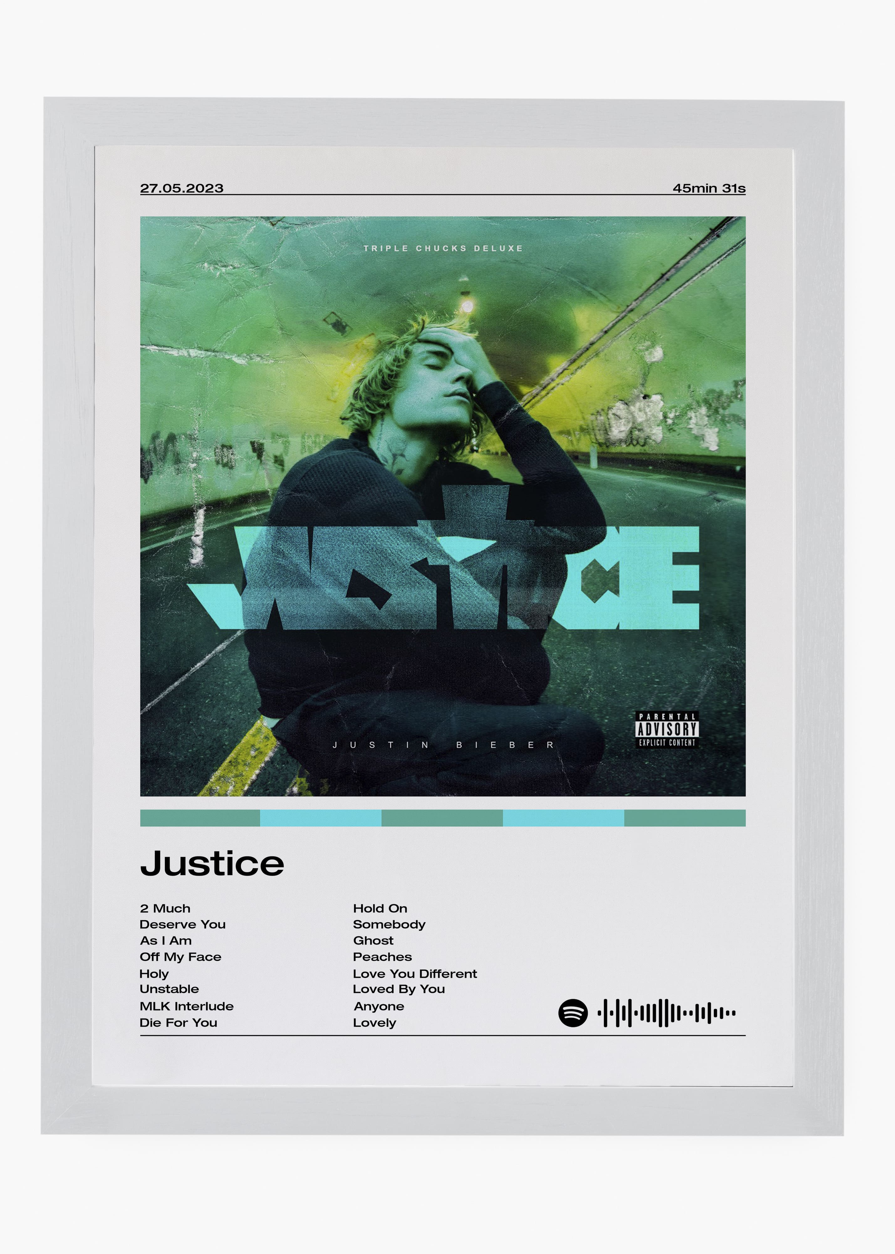 Quadro decorativo Justin Bieber Justice — arte pop para parede | Cübe Quadros
