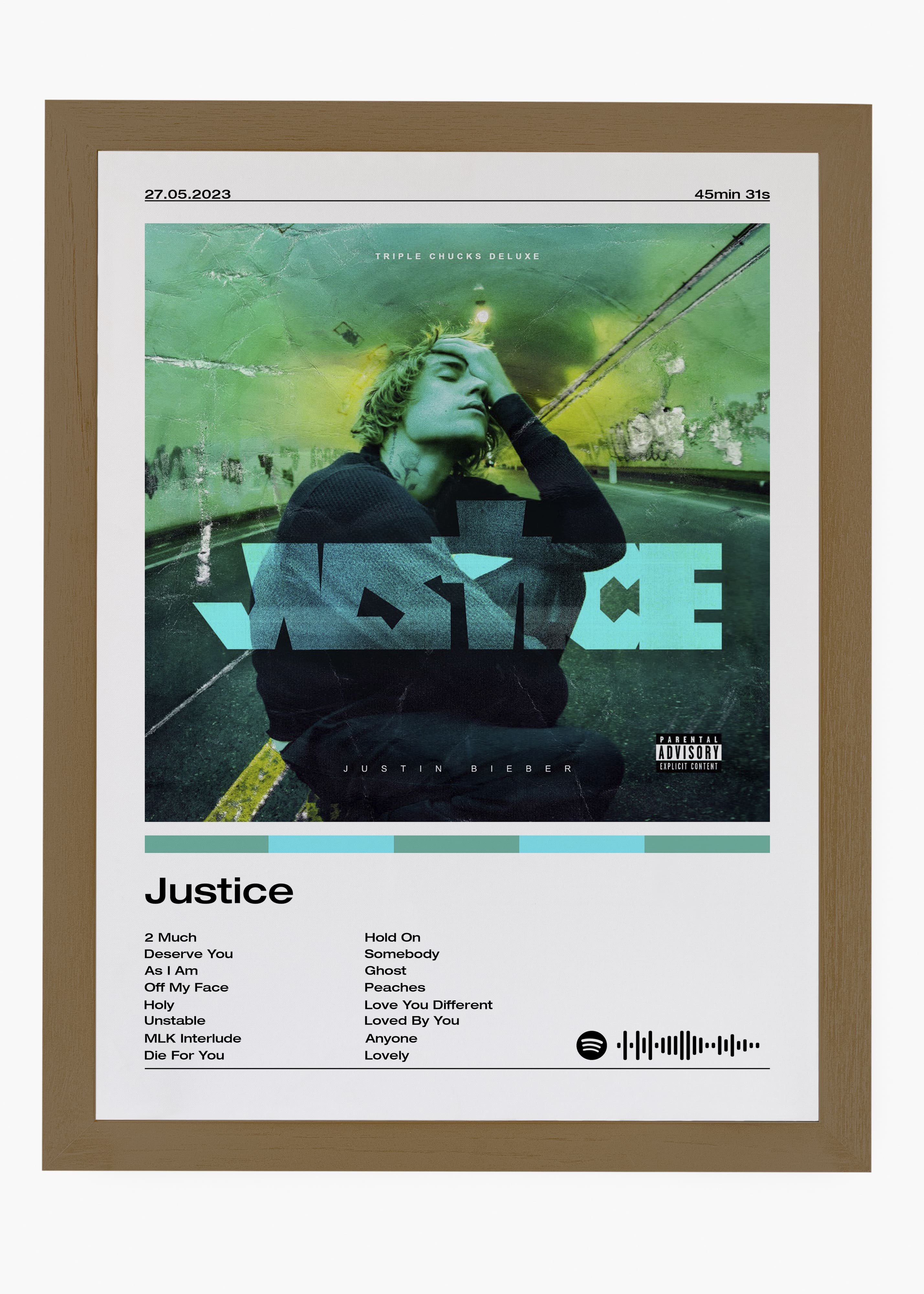 Quadro decorativo Justin Bieber Justice — arte pop para parede | Cübe Quadros