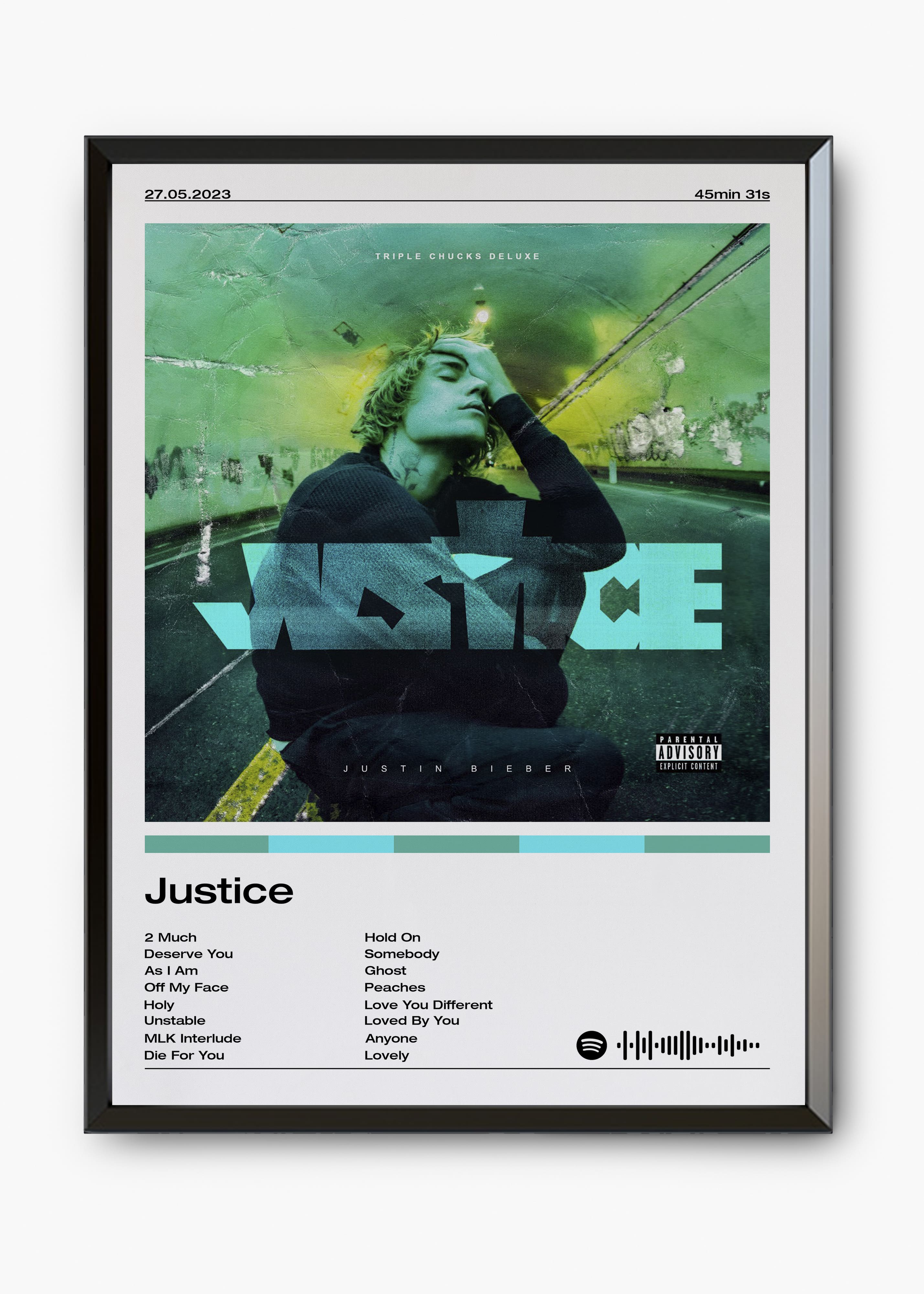 Quadro decorativo Justin Bieber Justice — arte pop para parede | Cübe Quadros