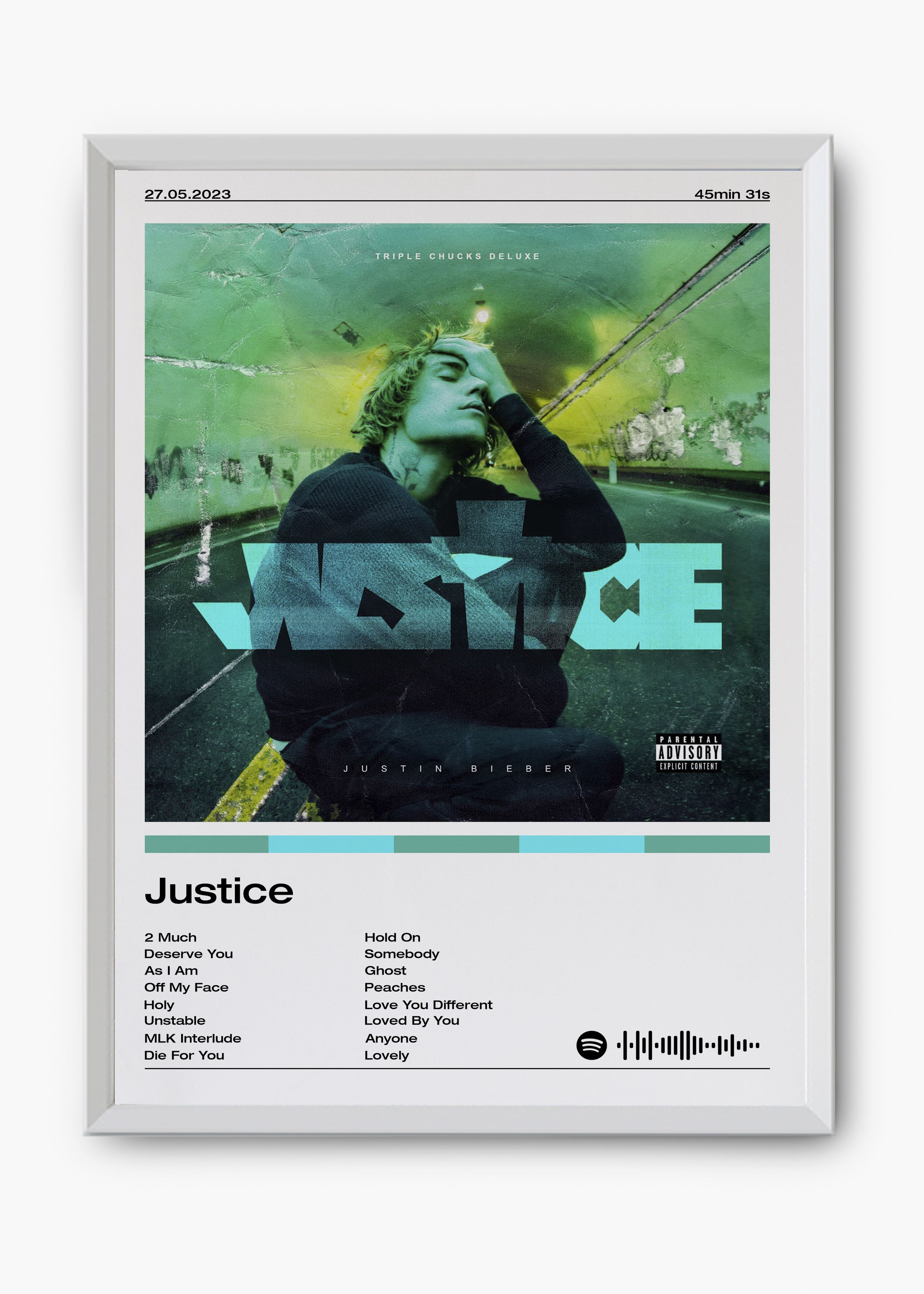 Quadro decorativo Justin Bieber Justice — arte pop para parede | Cübe Quadros