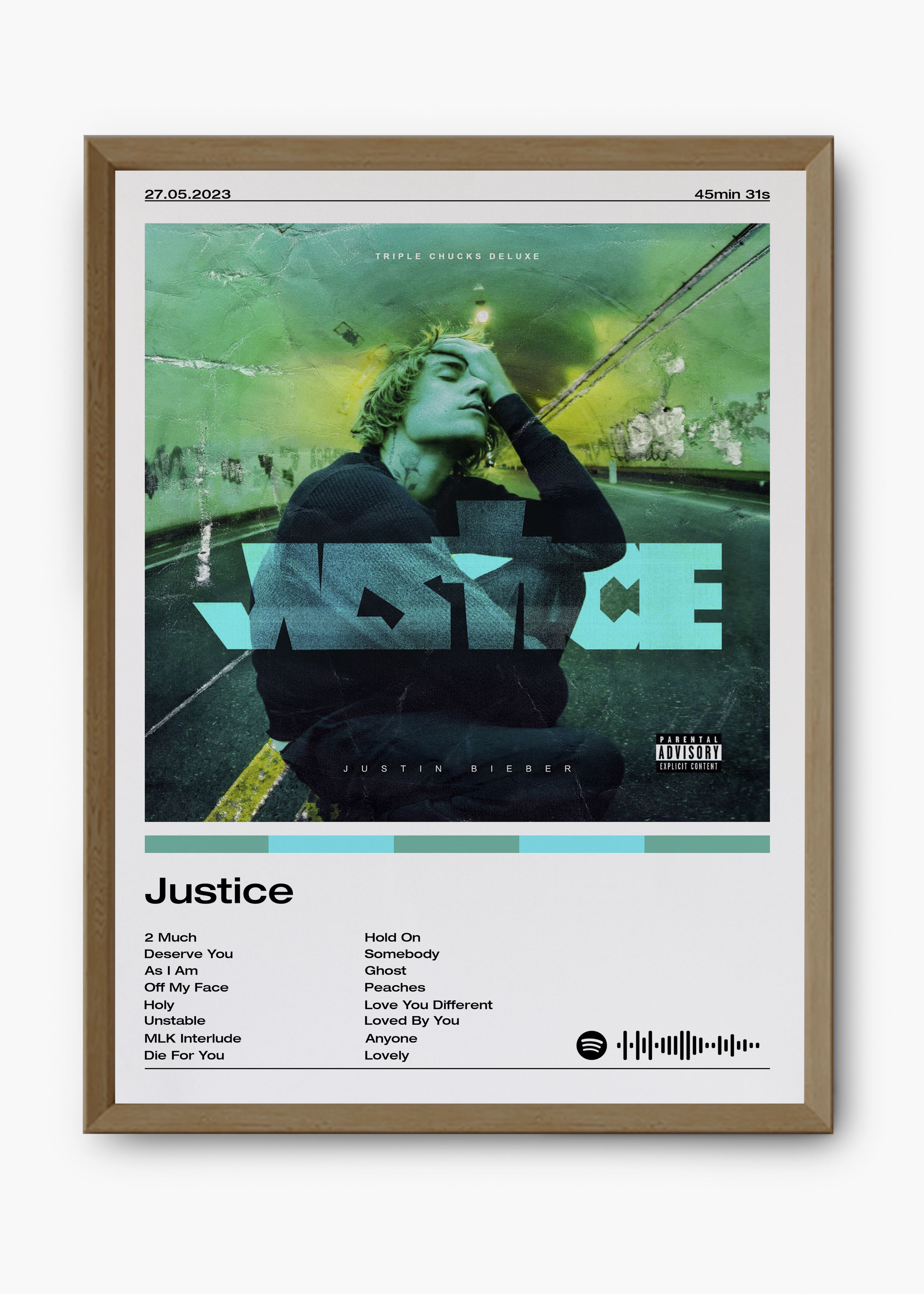 Quadro decorativo Justin Bieber Justice — arte pop para parede | Cübe Quadros