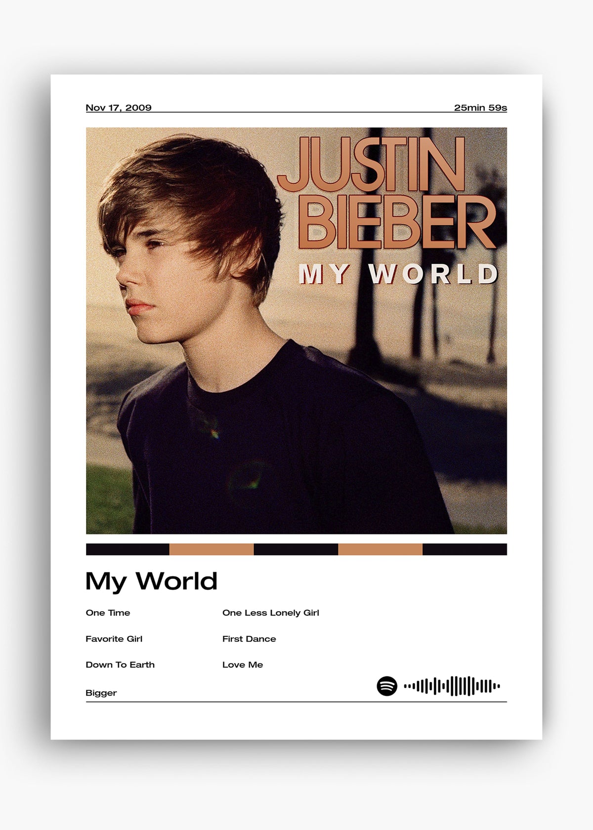Quadro decorativo Justin Bieber My World — arte pop para parede | Cübe Quadros