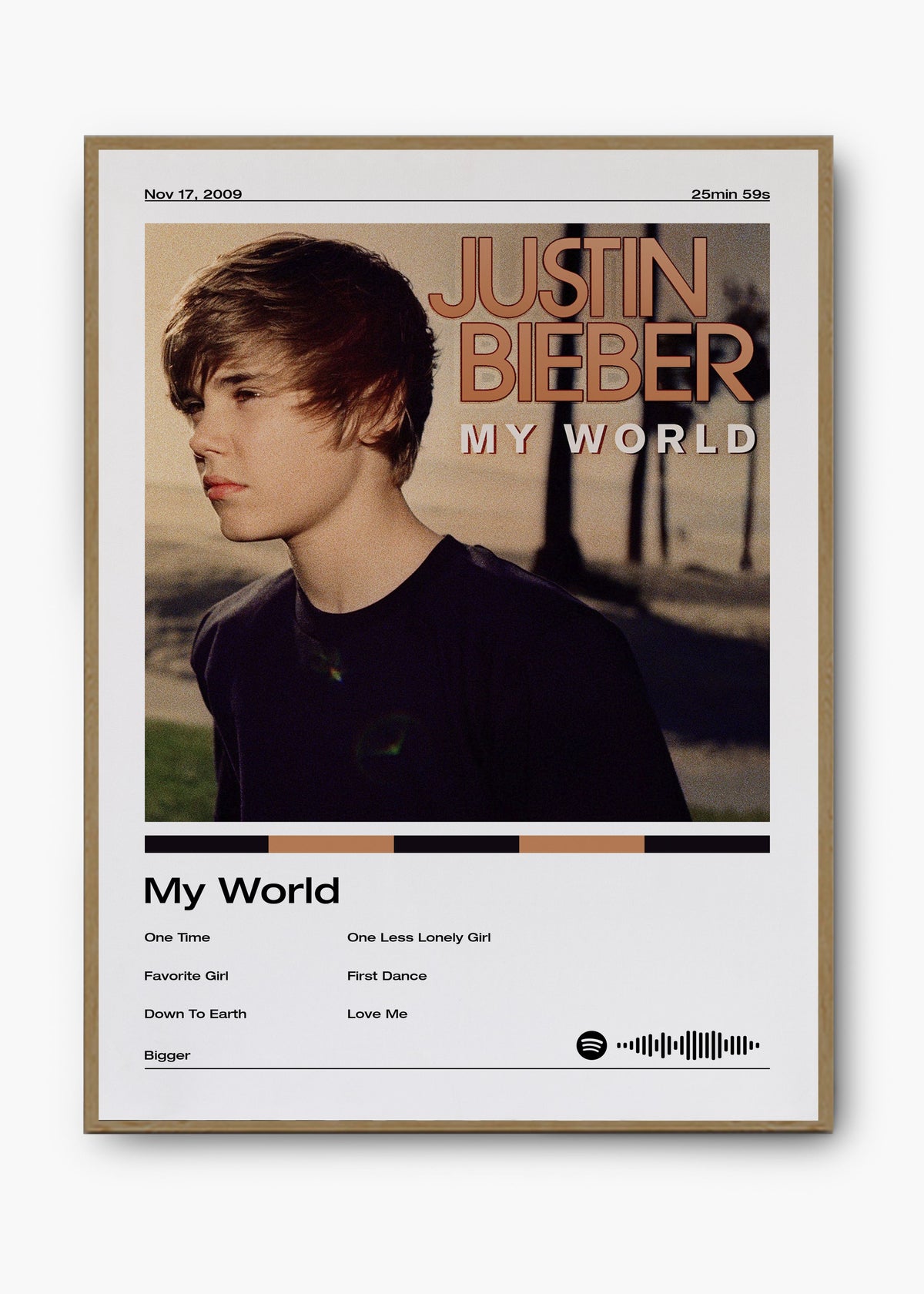 Quadro decorativo Justin Bieber My World — arte pop para parede | Cübe Quadros