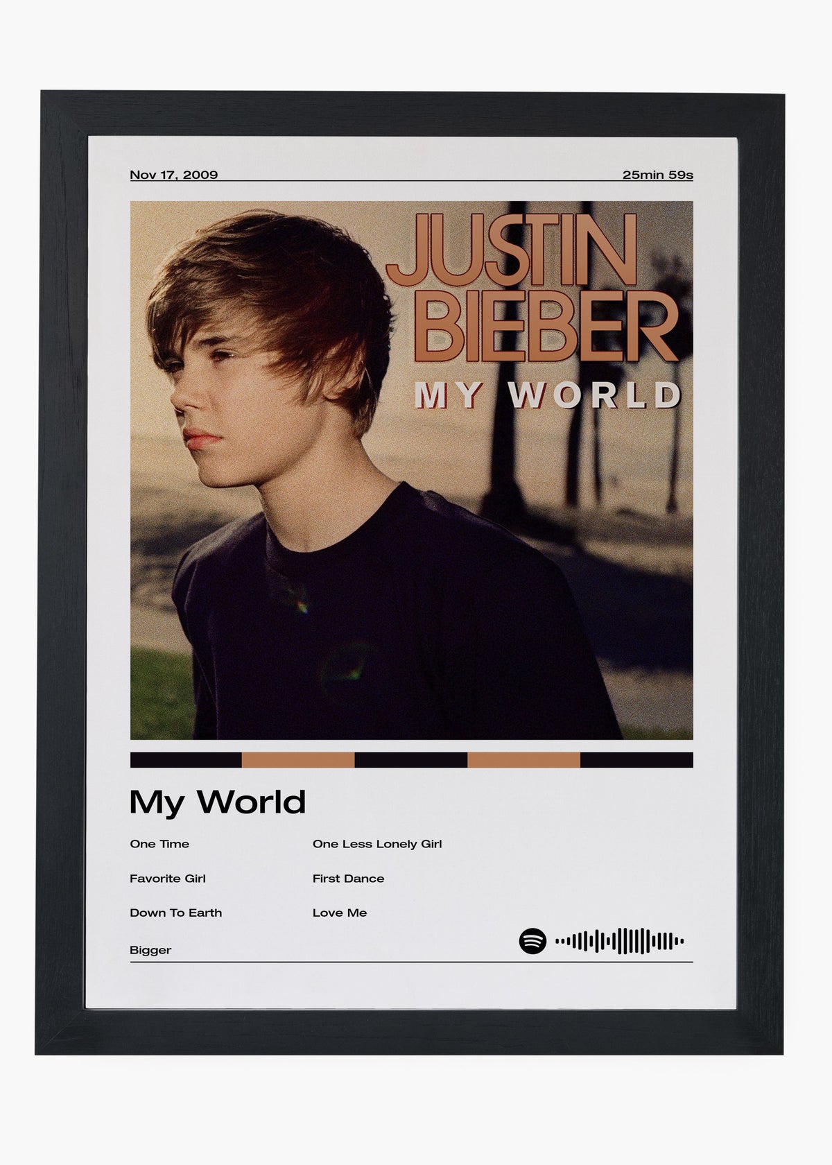 Quadro decorativo Justin Bieber My World — arte pop para parede | Cübe Quadros
