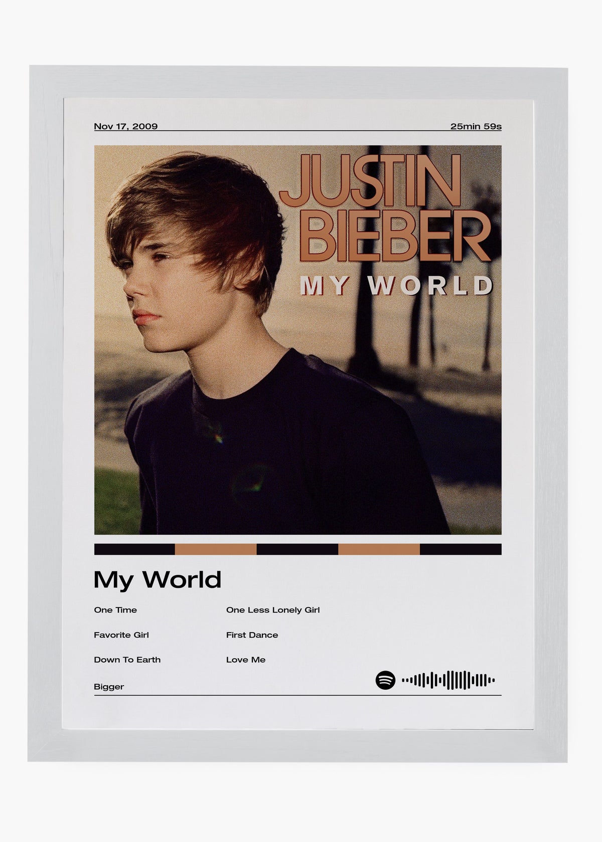 Quadro decorativo Justin Bieber My World — arte pop para parede | Cübe Quadros