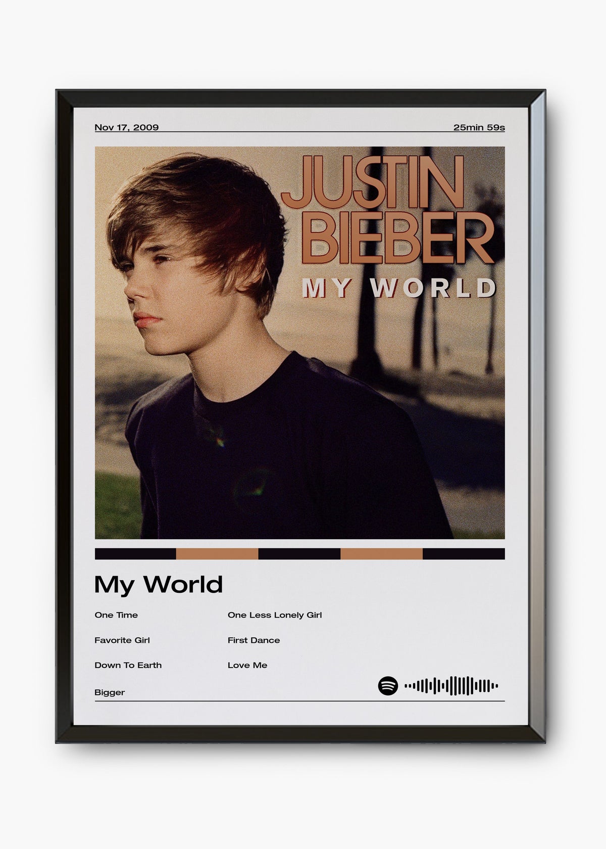 Quadro decorativo Justin Bieber My World — arte pop para parede | Cübe Quadros