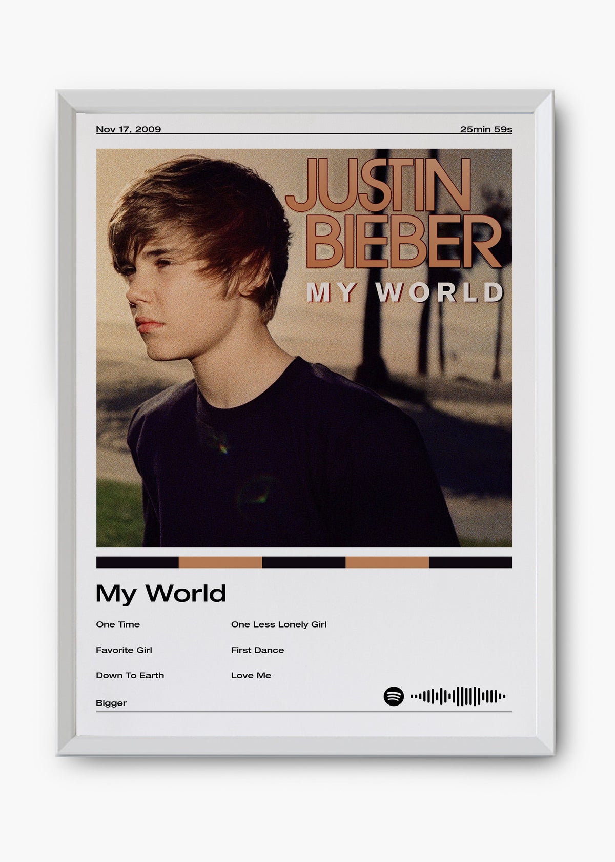 Quadro decorativo Justin Bieber My World — arte pop para parede | Cübe Quadros