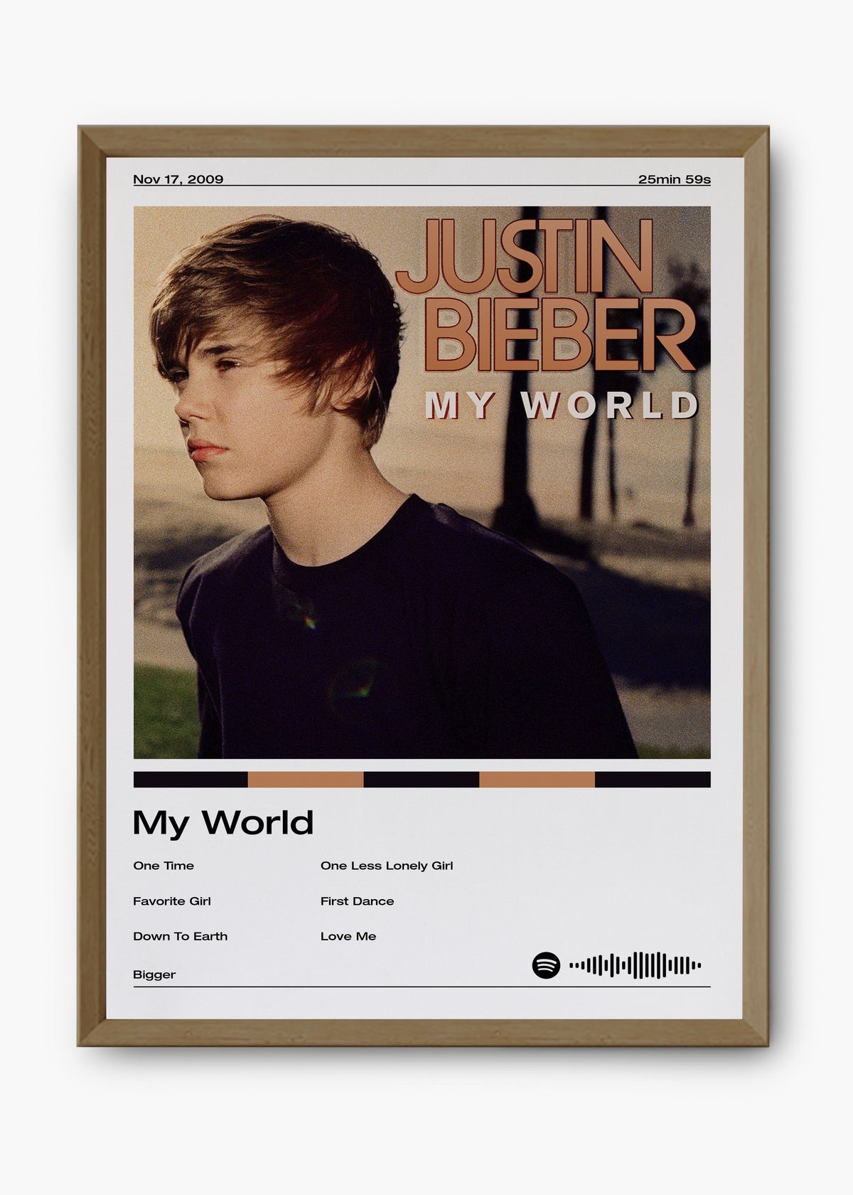 Quadro decorativo Justin Bieber My World — arte pop para parede | Cübe Quadros