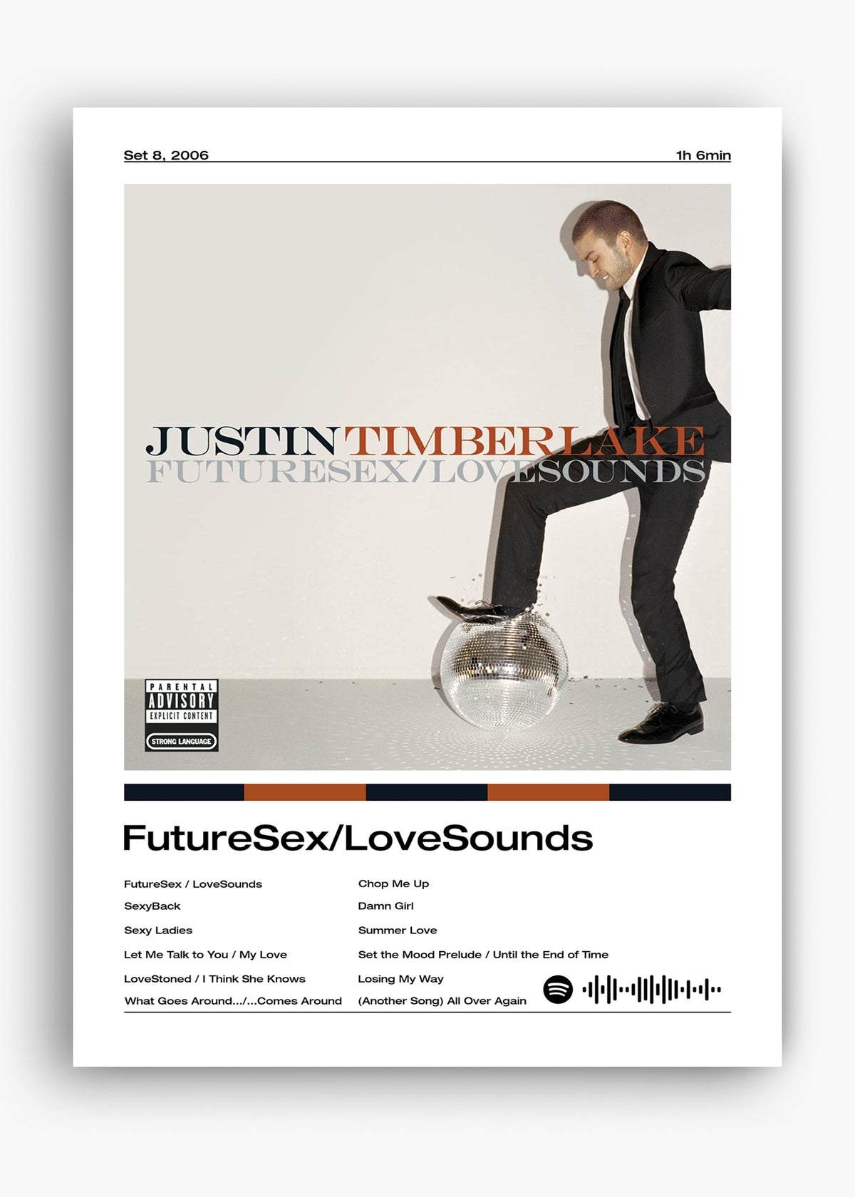 Quadro decorativo Justin Timberlake FutureSex LoveSounds — arte pop para parede | Cübe Quadros