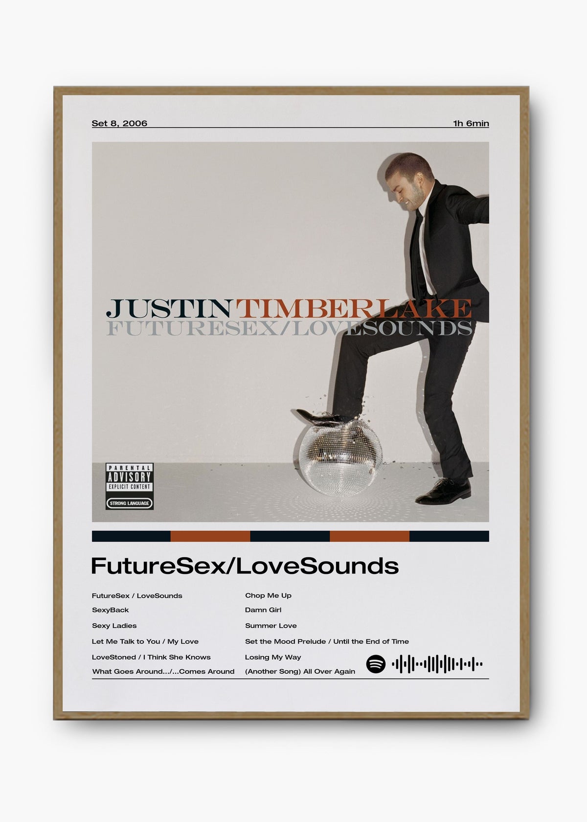 Quadro decorativo Justin Timberlake FutureSex LoveSounds — arte pop para parede | Cübe Quadros