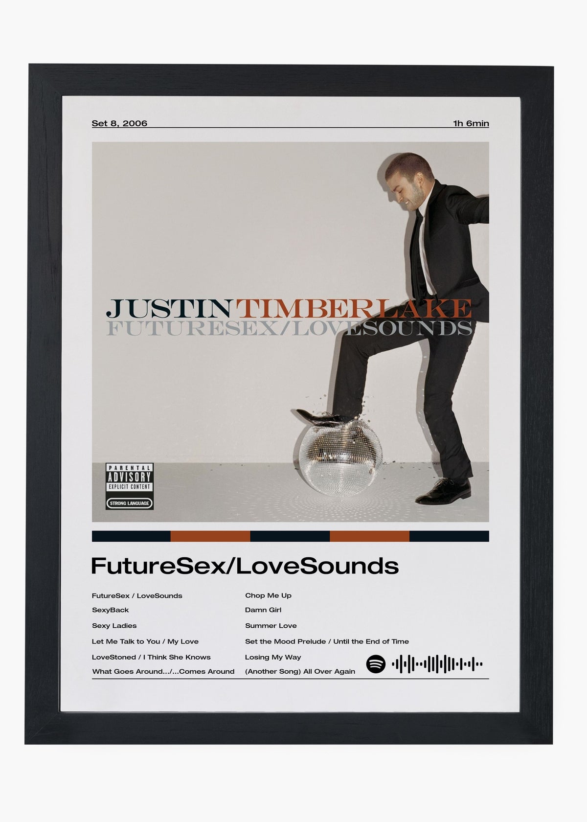 Quadro decorativo Justin Timberlake FutureSex LoveSounds — arte pop para parede | Cübe Quadros