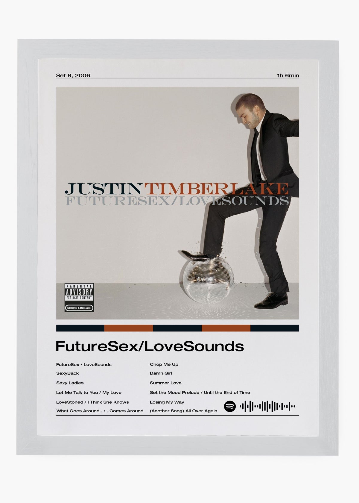 Quadro decorativo Justin Timberlake FutureSex LoveSounds — arte pop para parede | Cübe Quadros