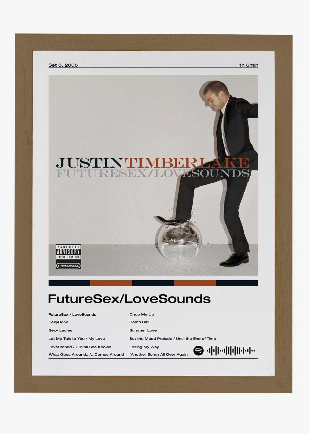 Quadro decorativo Justin Timberlake FutureSex LoveSounds — arte pop para parede | Cübe Quadros