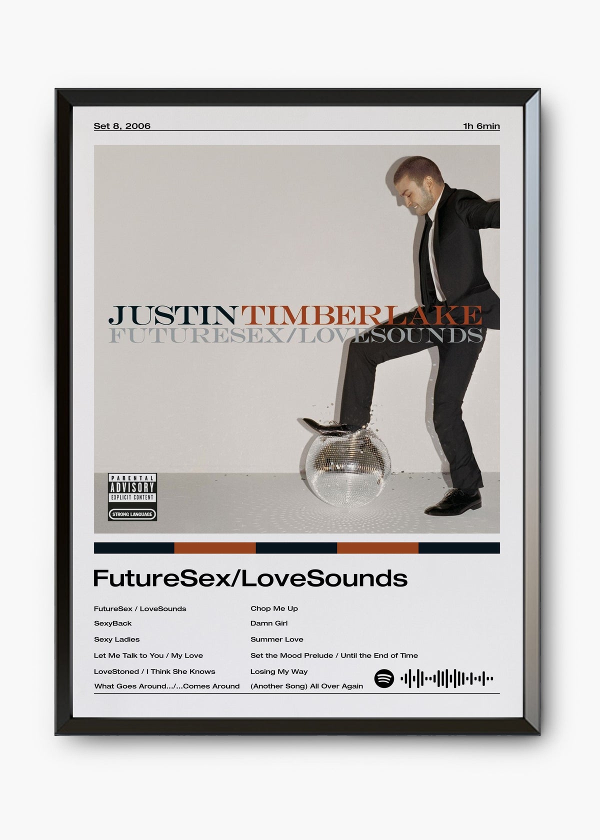 Quadro decorativo Justin Timberlake FutureSex LoveSounds — arte pop para parede | Cübe Quadros