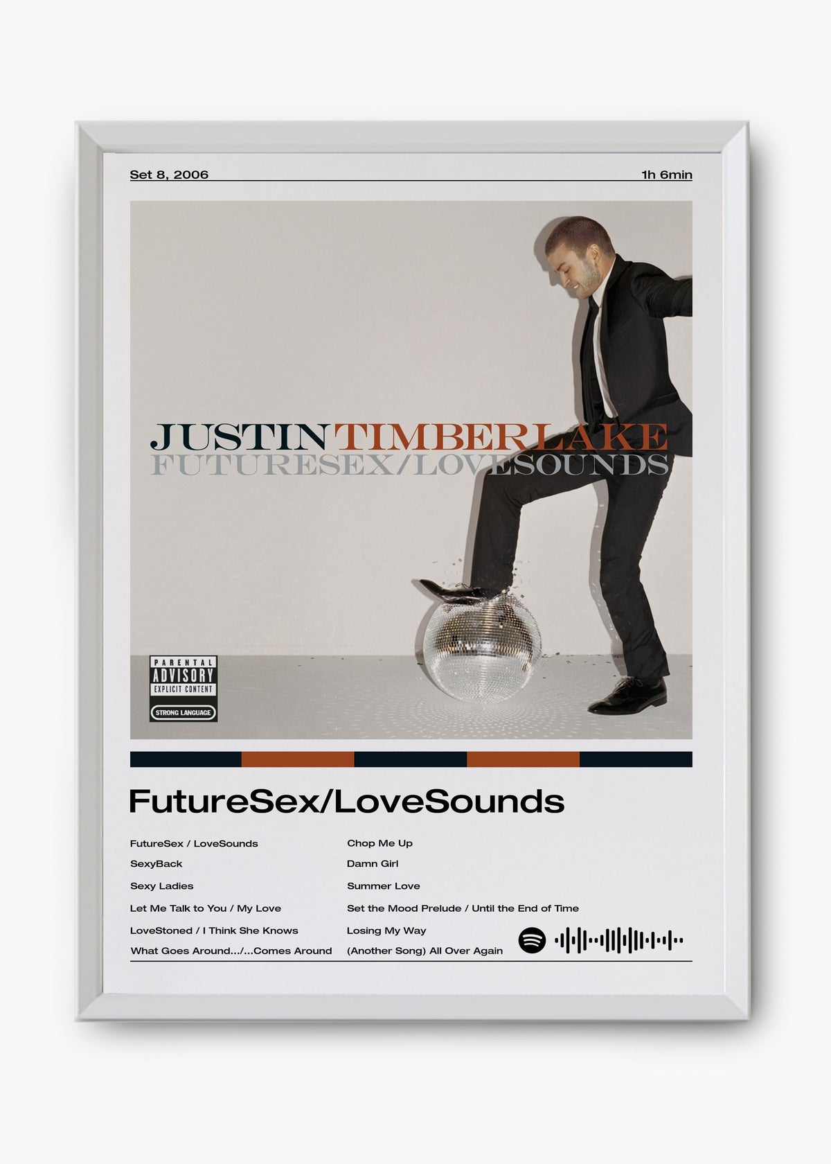 Quadro decorativo Justin Timberlake FutureSex LoveSounds — arte pop para parede | Cübe Quadros