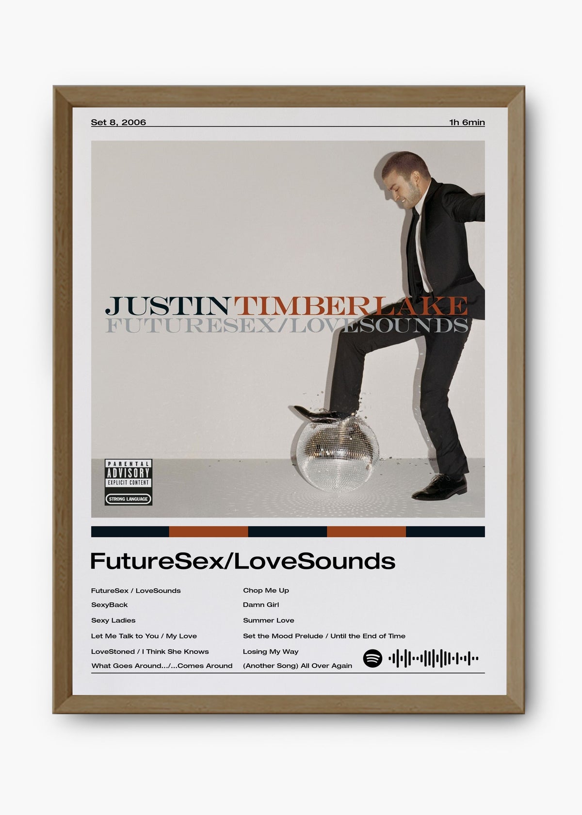 Quadro decorativo Justin Timberlake FutureSex LoveSounds — arte pop para parede | Cübe Quadros