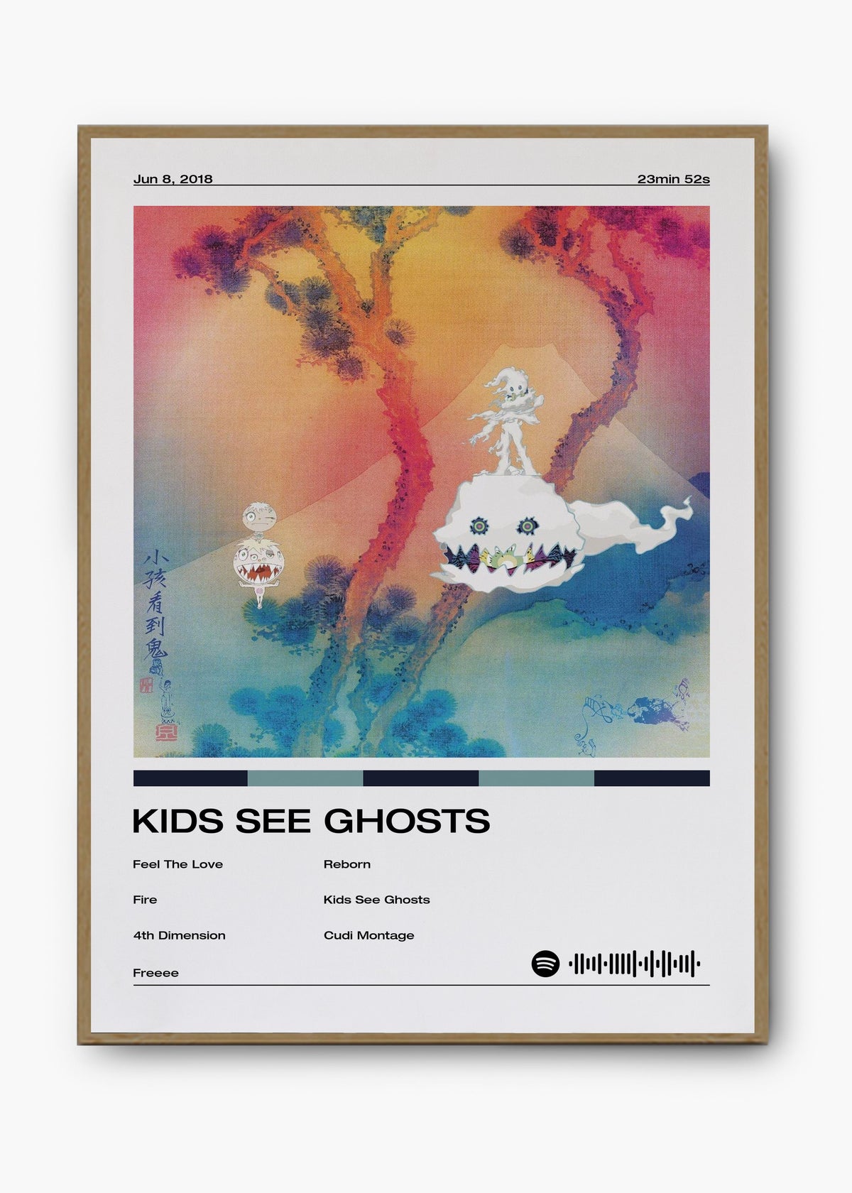 Quadro decorativo Kanye West Kids See Ghosts — arte de rap para parede | Cübe Quadros