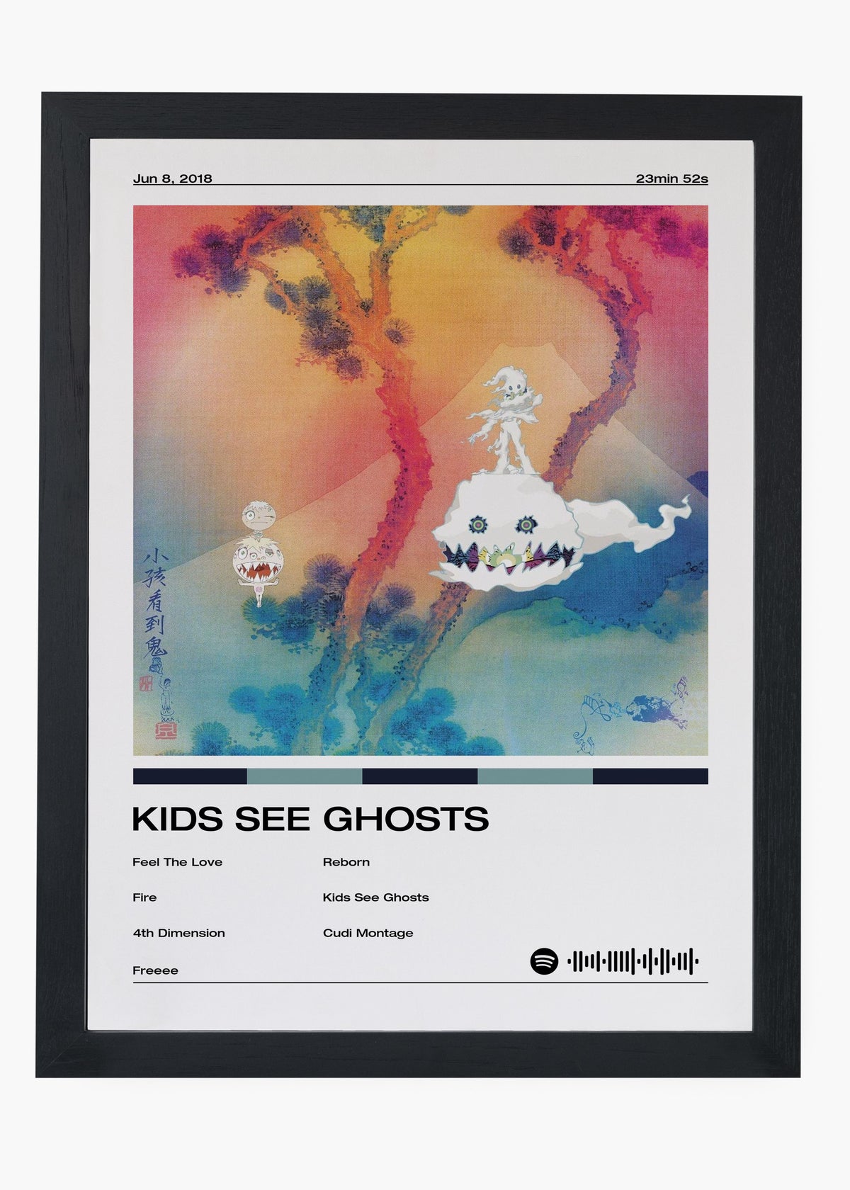 Quadro decorativo Kanye West Kids See Ghosts — arte de rap para parede | Cübe Quadros