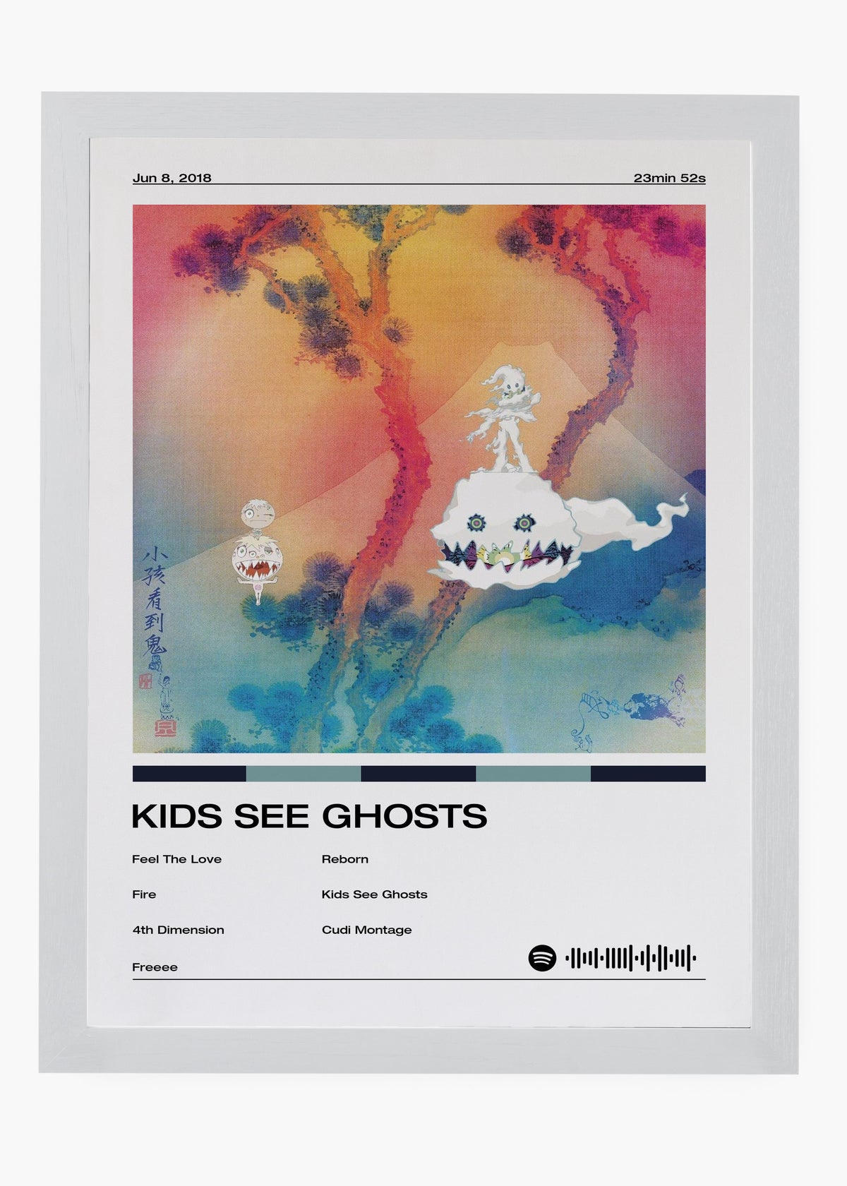 Quadro decorativo Kanye West Kids See Ghosts — arte de rap para parede | Cübe Quadros