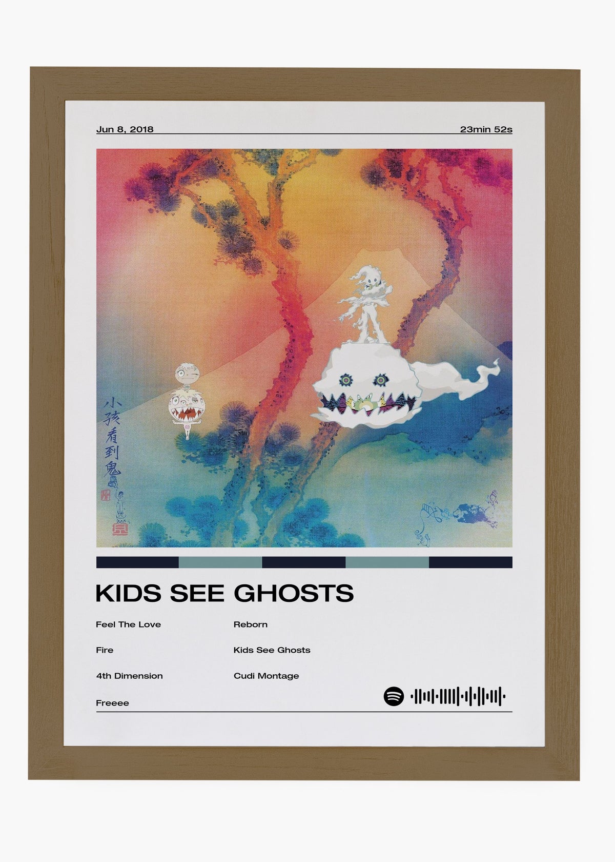 Quadro decorativo Kanye West Kids See Ghosts — arte de rap para parede | Cübe Quadros