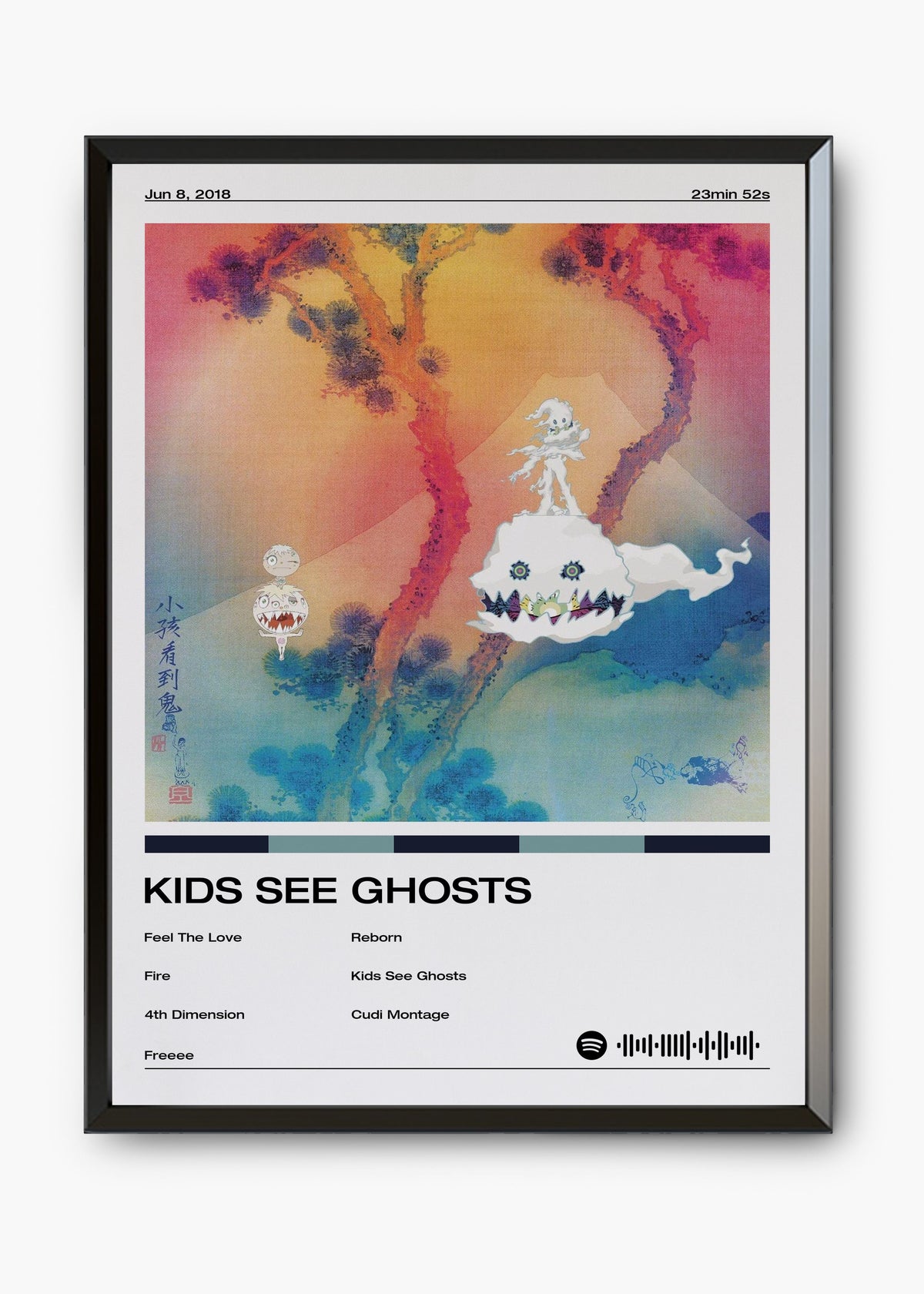 Quadro decorativo Kanye West Kids See Ghosts — arte de rap para parede | Cübe Quadros