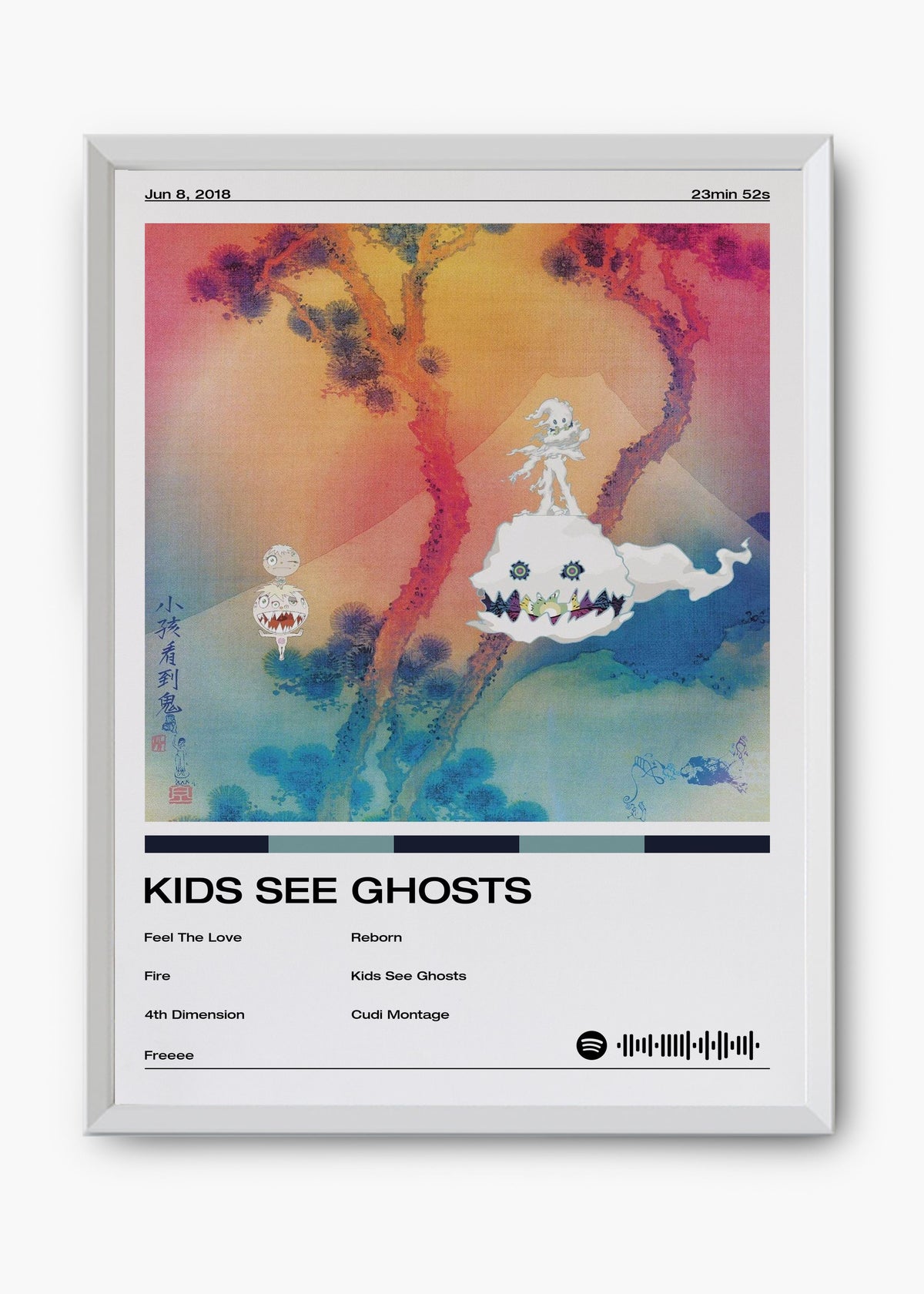 Quadro decorativo Kanye West Kids See Ghosts — arte de rap para parede | Cübe Quadros