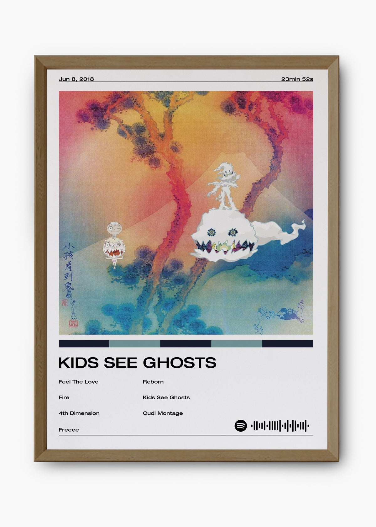 Quadro decorativo Kanye West Kids See Ghosts — arte de rap para parede | Cübe Quadros