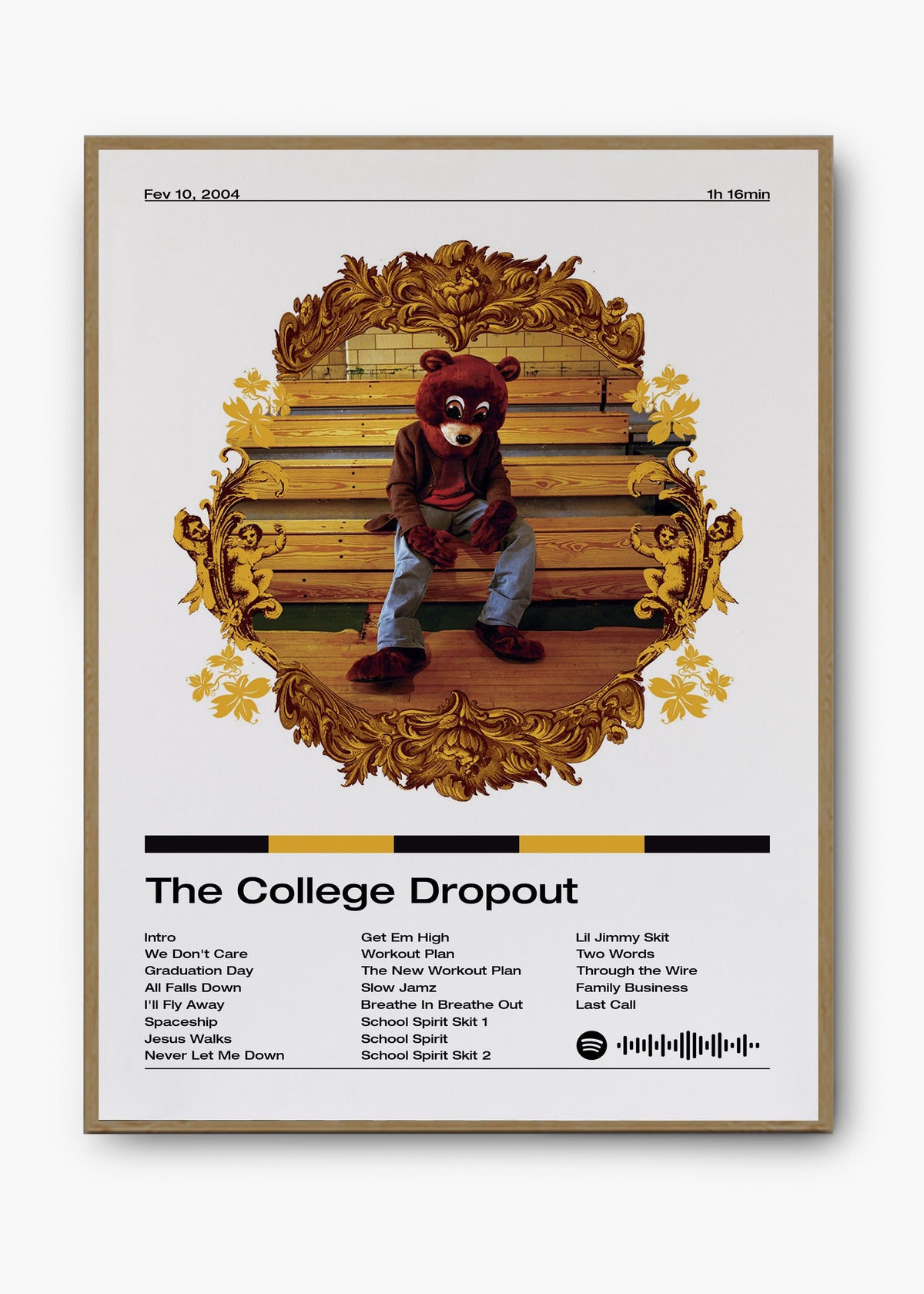 Quadro decorativo Kanye West The College Dropout — arte de rap para parede | Cübe Quadros
