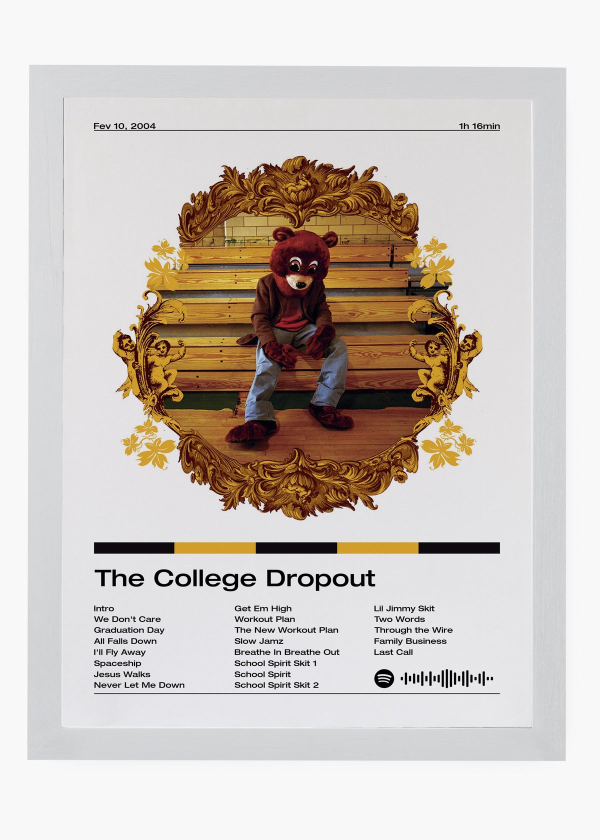 Quadro decorativo Kanye West The College Dropout — arte de rap para parede | Cübe Quadros