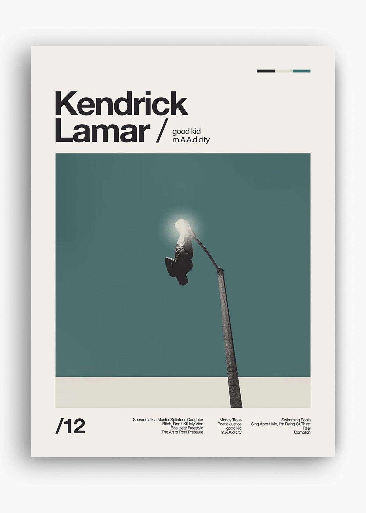 Quadro decorativo Kendrick Lamar Good Kid MAAD City — arte de rap para parede | Cübe Quadros