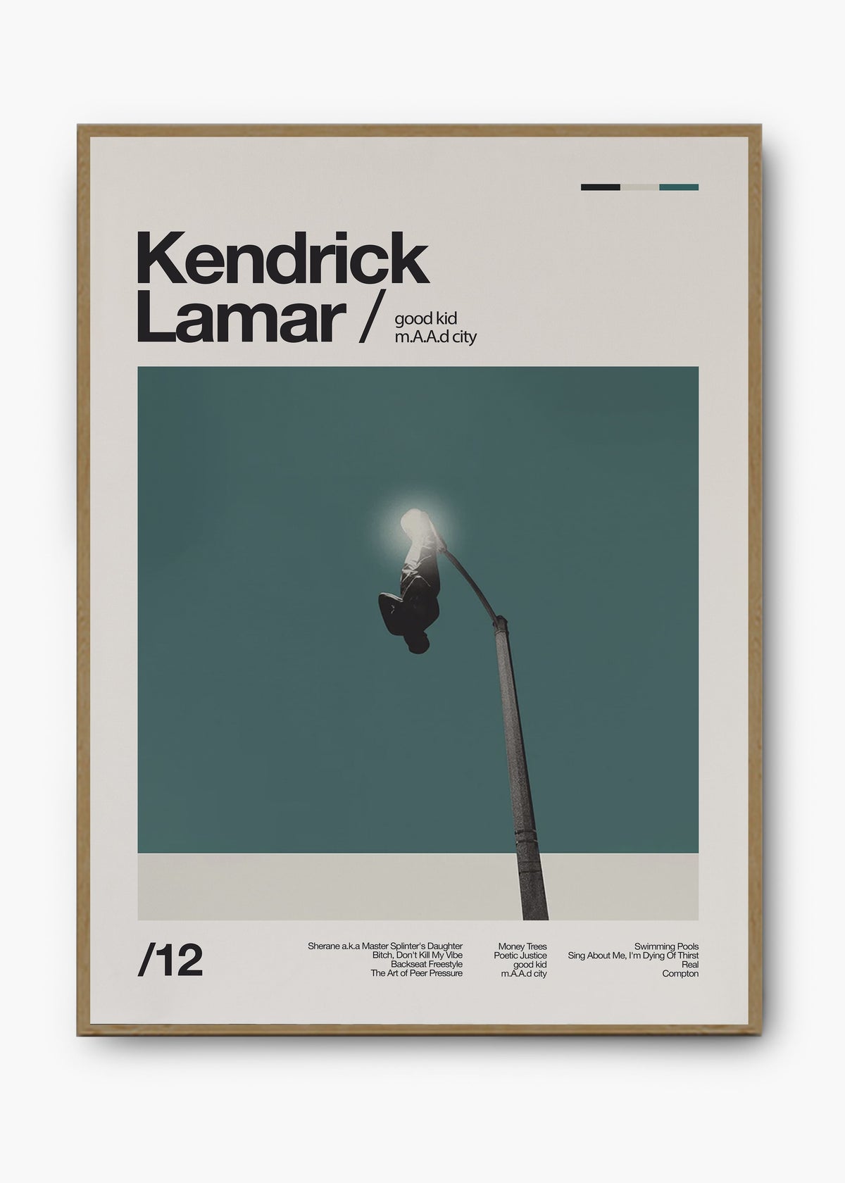 Quadro decorativo Kendrick Lamar Good Kid MAAD City — arte de rap para parede | Cübe Quadros