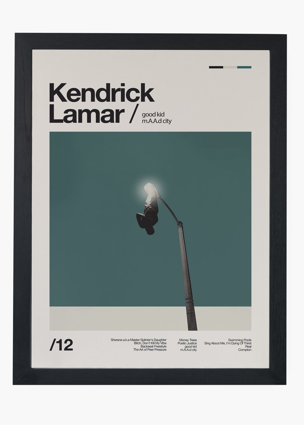 Quadro decorativo Kendrick Lamar Good Kid MAAD City — arte de rap para parede | Cübe Quadros