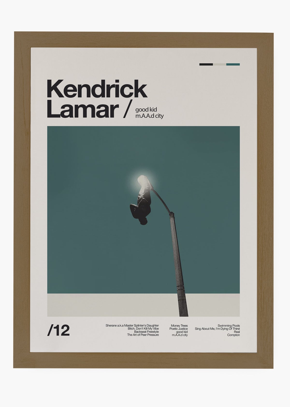 Quadro decorativo Kendrick Lamar Good Kid MAAD City — arte de rap para parede | Cübe Quadros