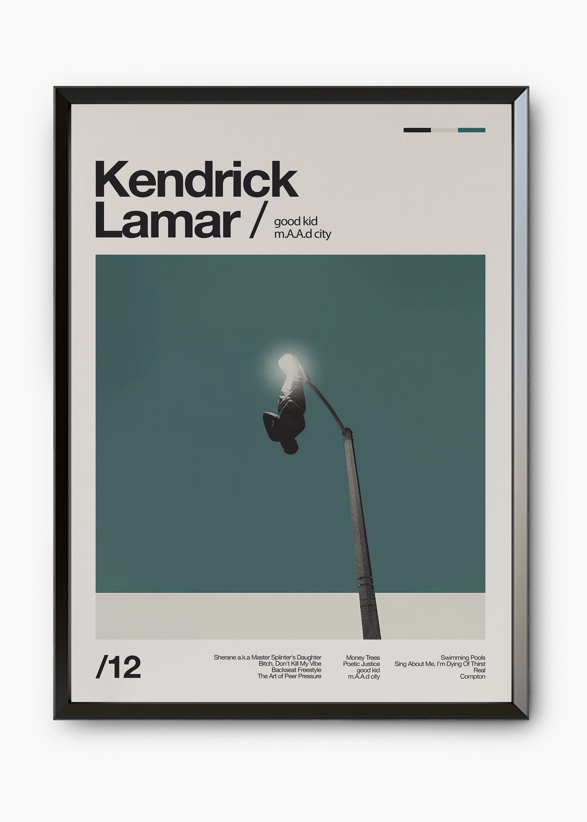 Quadro decorativo Kendrick Lamar Good Kid MAAD City — arte de rap para parede | Cübe Quadros
